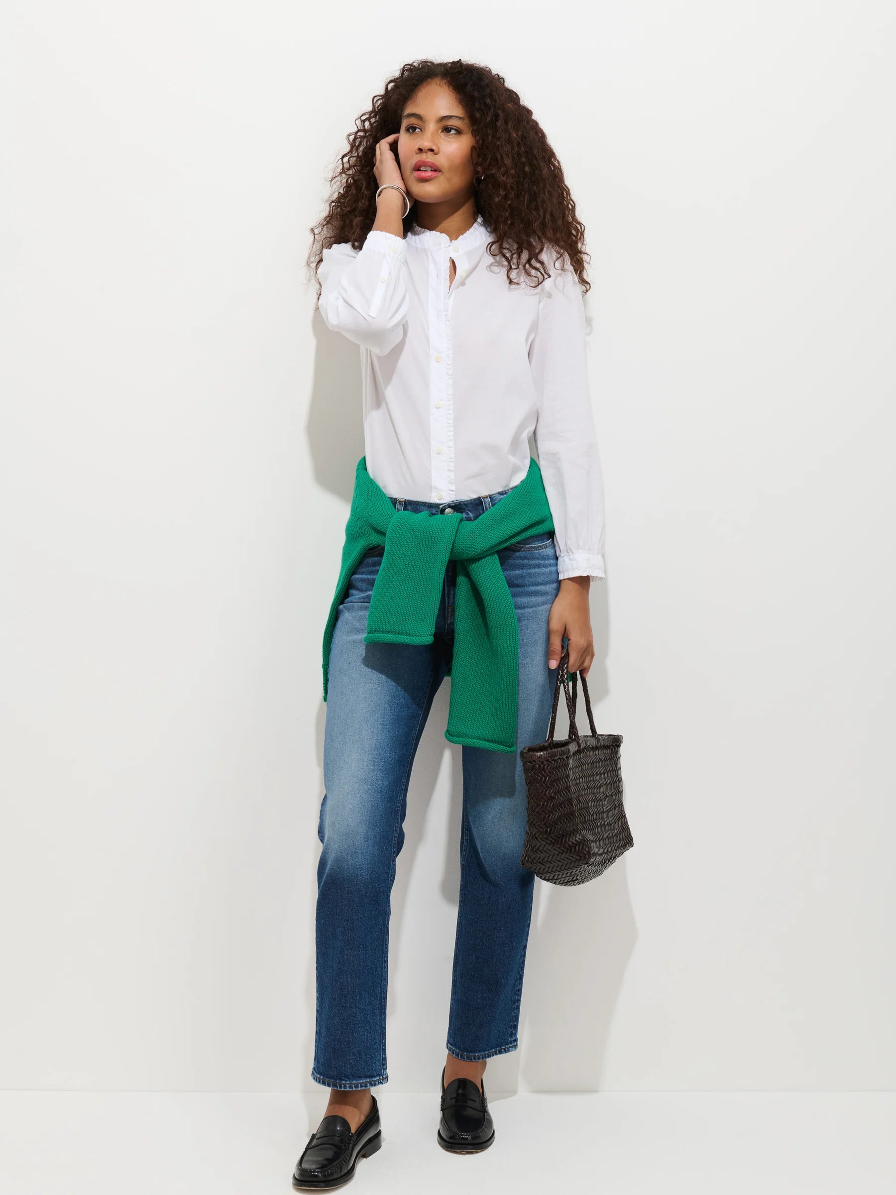 Alex Mill Chantilly Ruffle Shirt In Cotton Voile - White