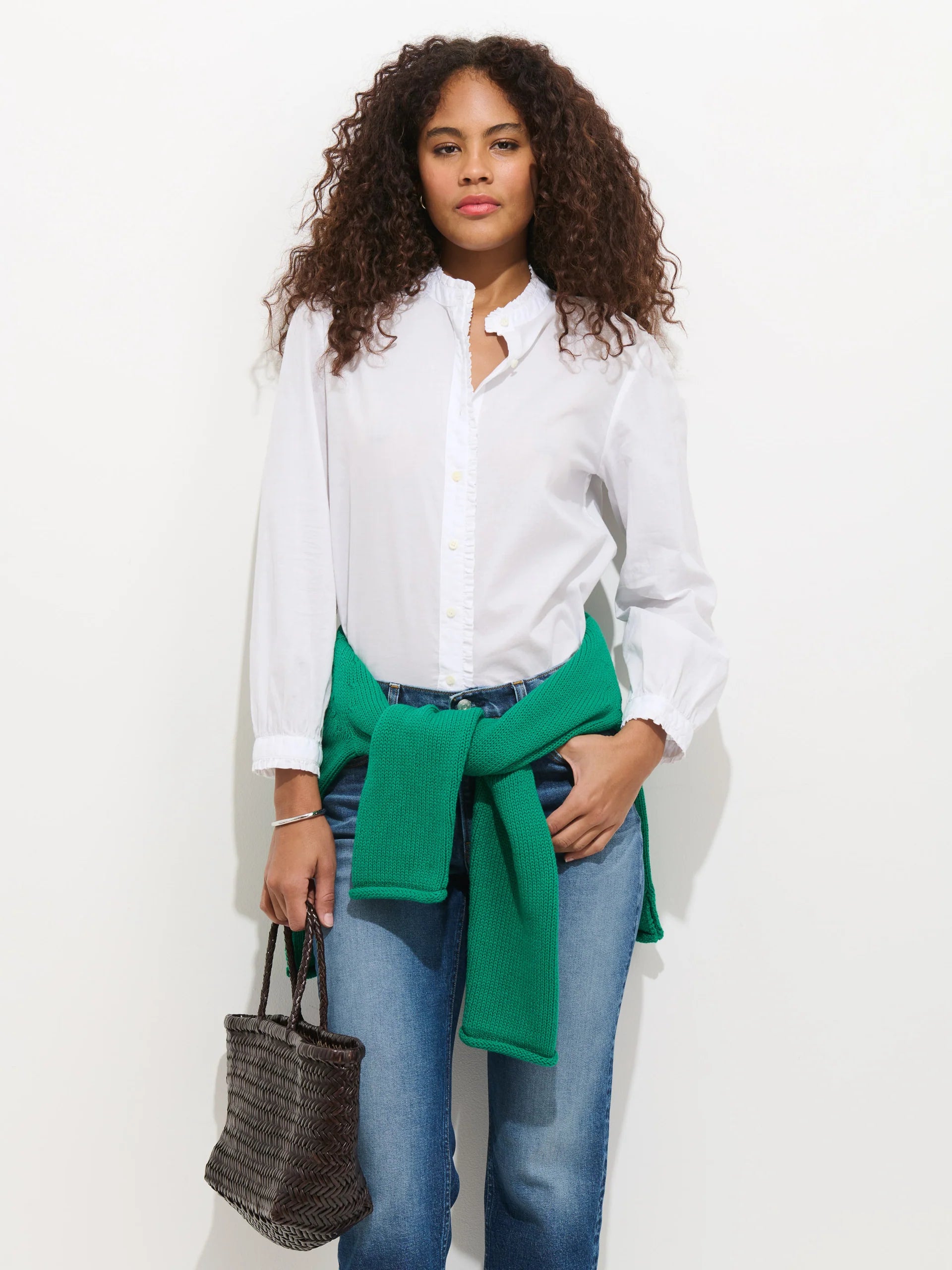 Alex Mill Chantilly Ruffle Shirt In Cotton Voile - White
