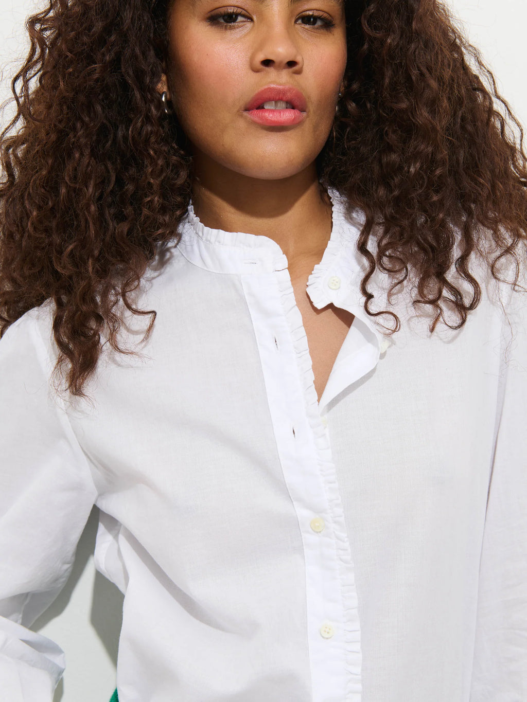Alex Mill Chantilly Ruffle Shirt In Cotton Voile - White