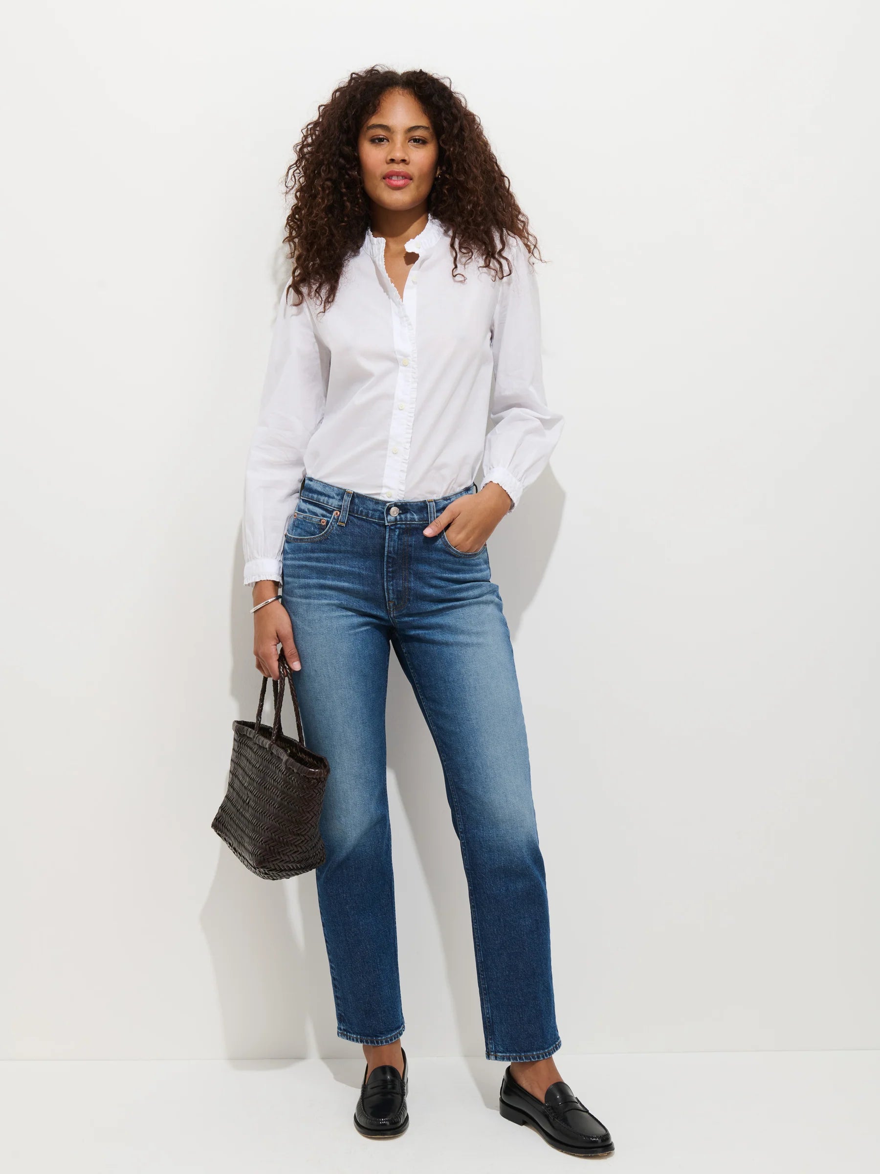Alex Mill Chantilly Ruffle Shirt In Cotton Voile - White