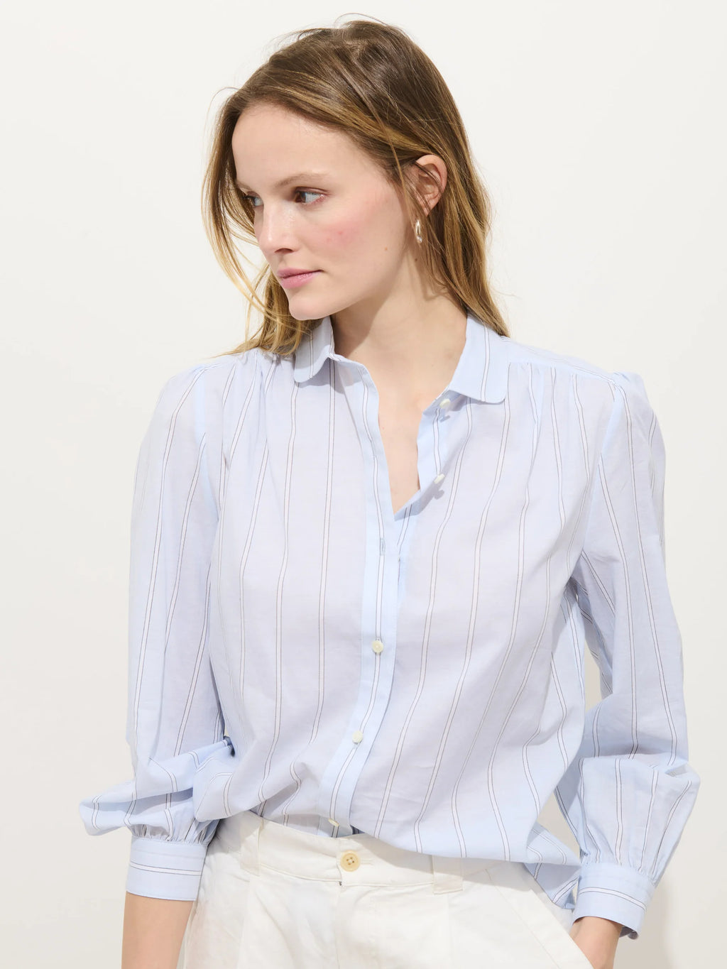 Alex Mill Hannah Striped Shirt In Cotton Voile - Blue Ground Stripe