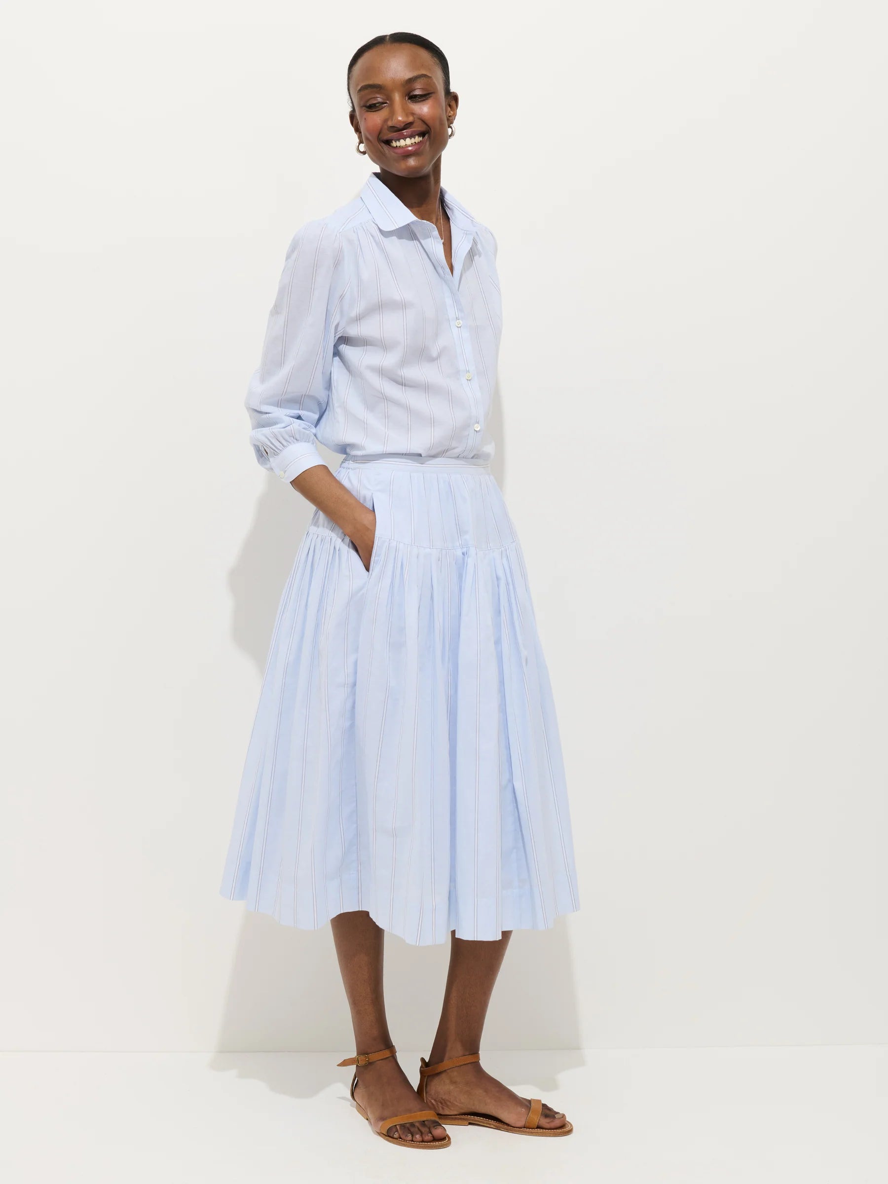 Alex Mill Hannah Striped Skirt In Cotton Voile