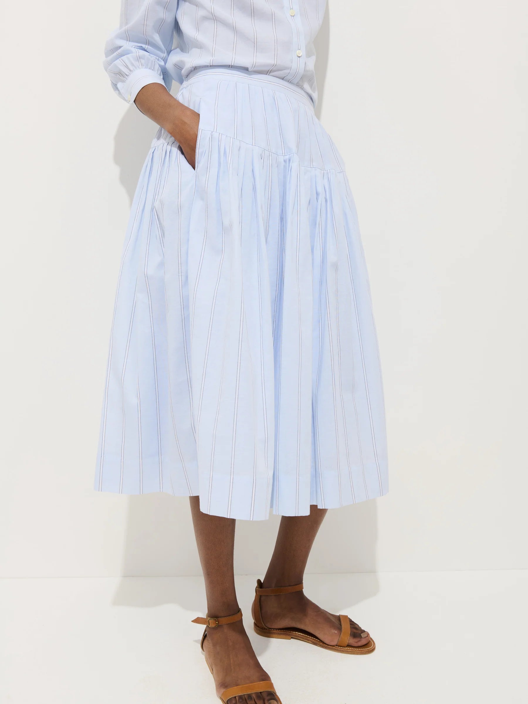 Alex Mill Hannah Striped Skirt In Cotton Voile