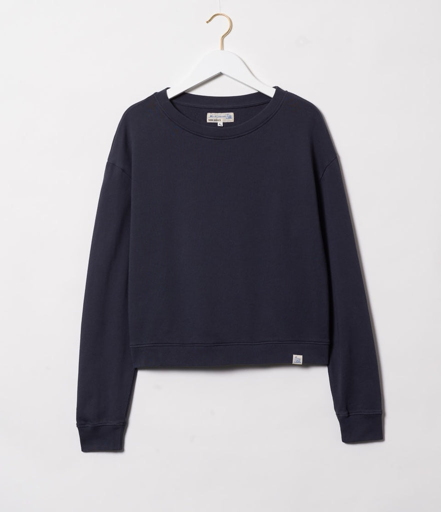 Merz b. Schwanen Cropped Crew Neck Sweatshirt - Denim
