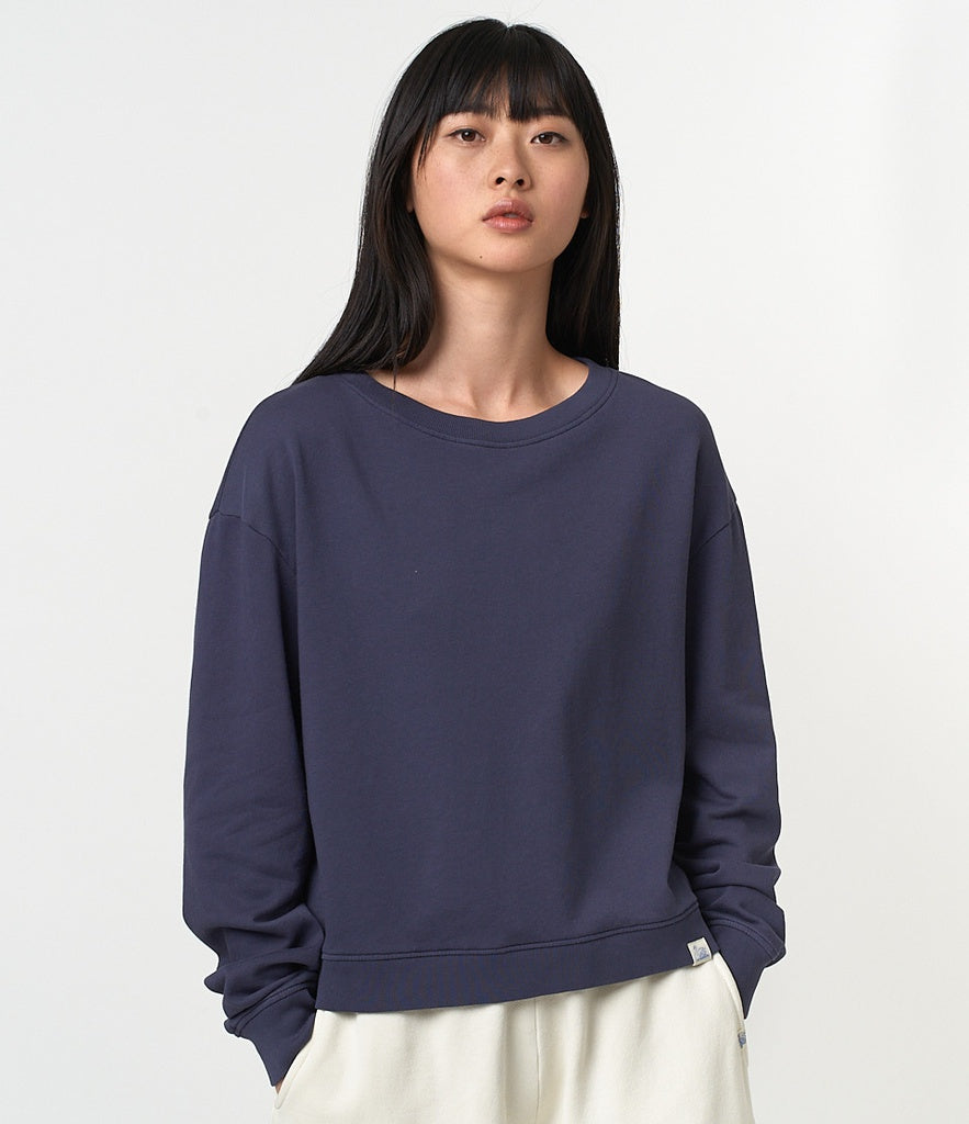 Merz b. Schwanen Cropped Crew Neck Sweatshirt - Denim