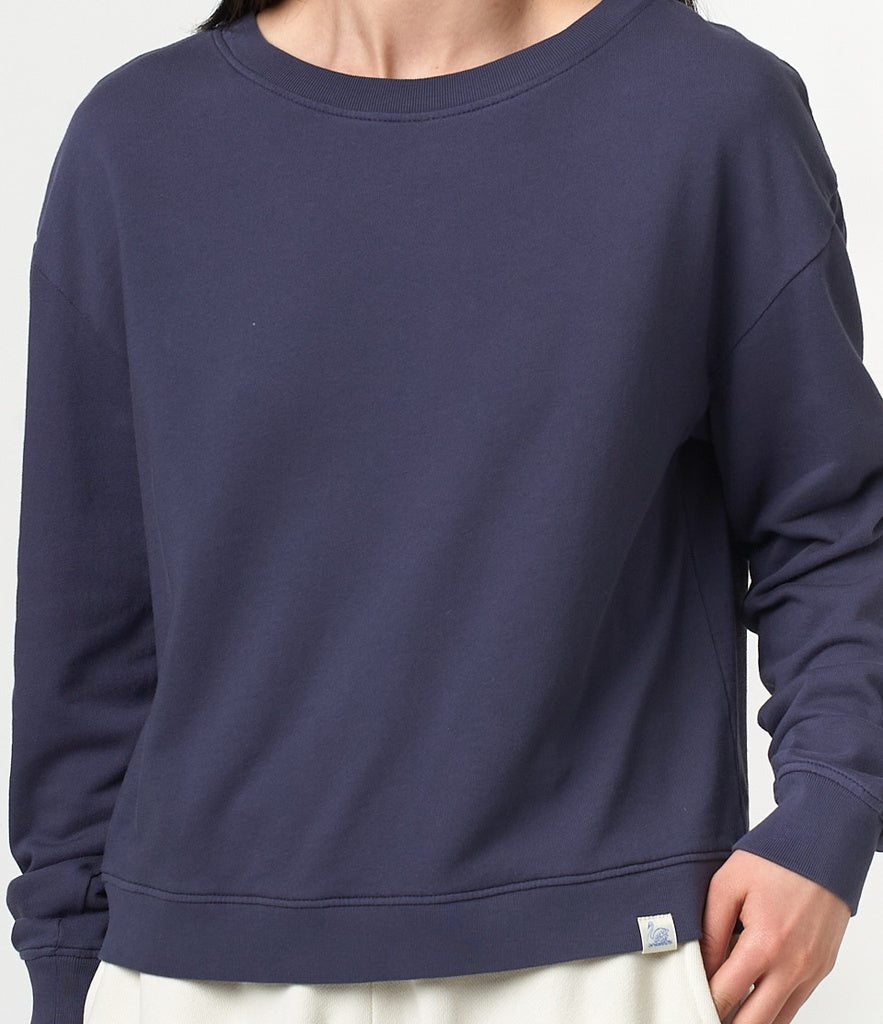 Merz b. Schwanen Cropped Crew Neck Sweatshirt - Denim