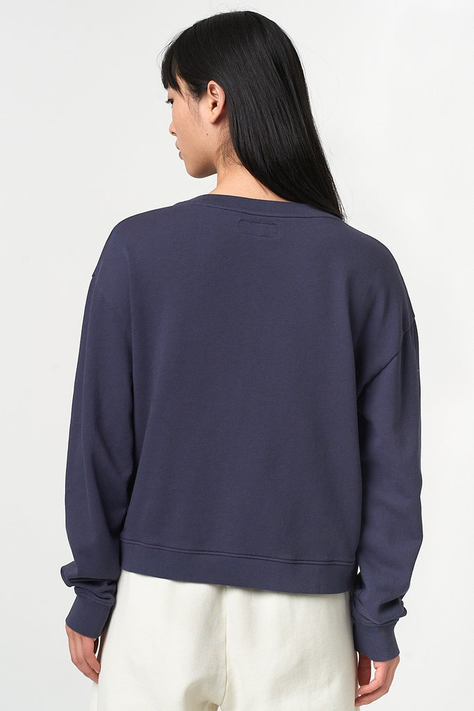 Merz b. Schwanen Cropped Crew Neck Sweatshirt - Denim