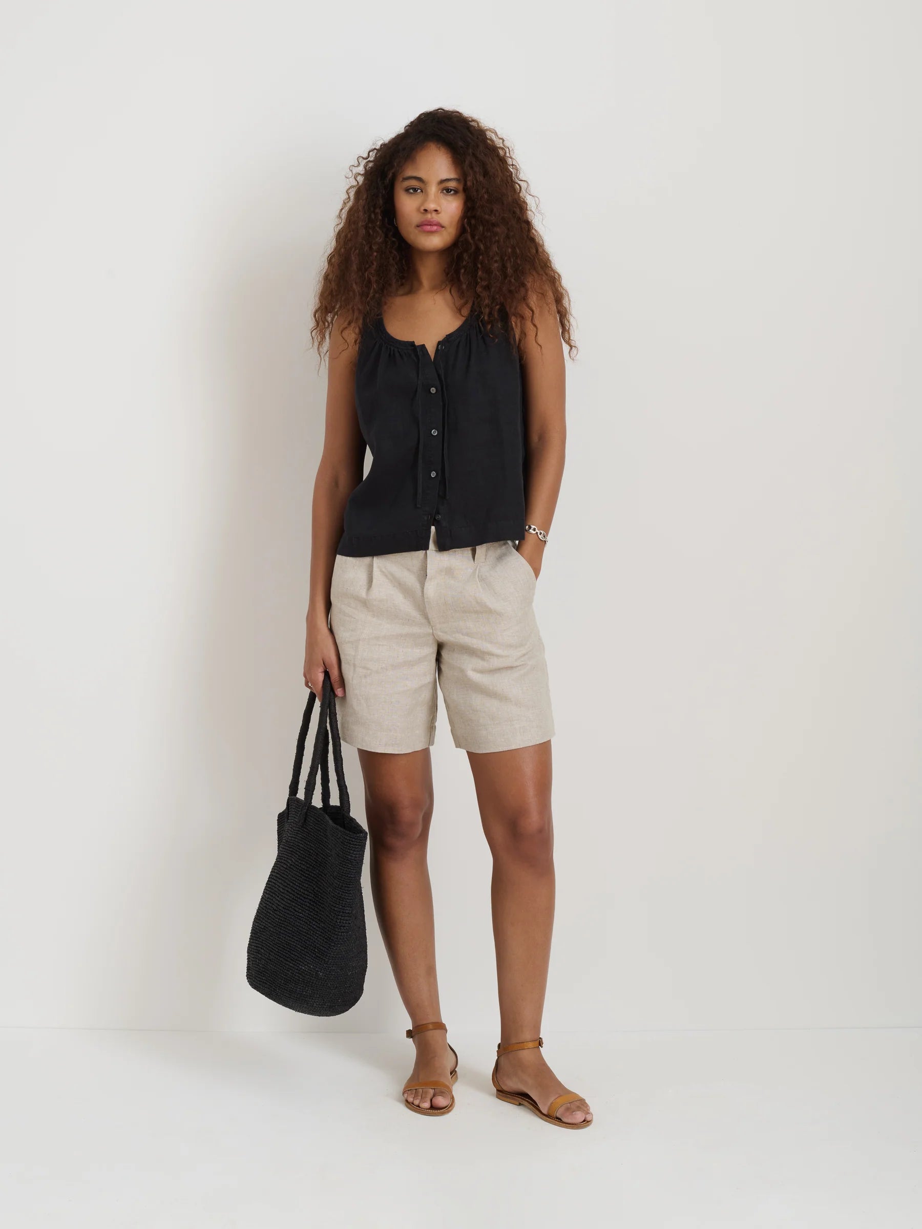 Alex Mill Sidney Top in Linen- Black