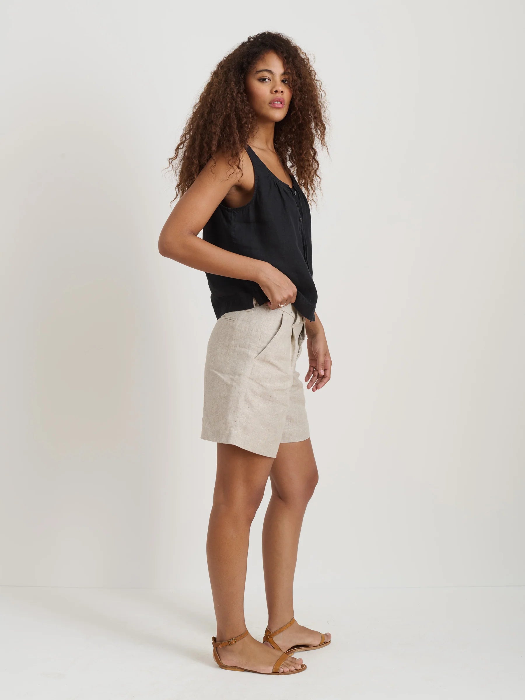 Alex Mill Sidney Top in Linen- Black