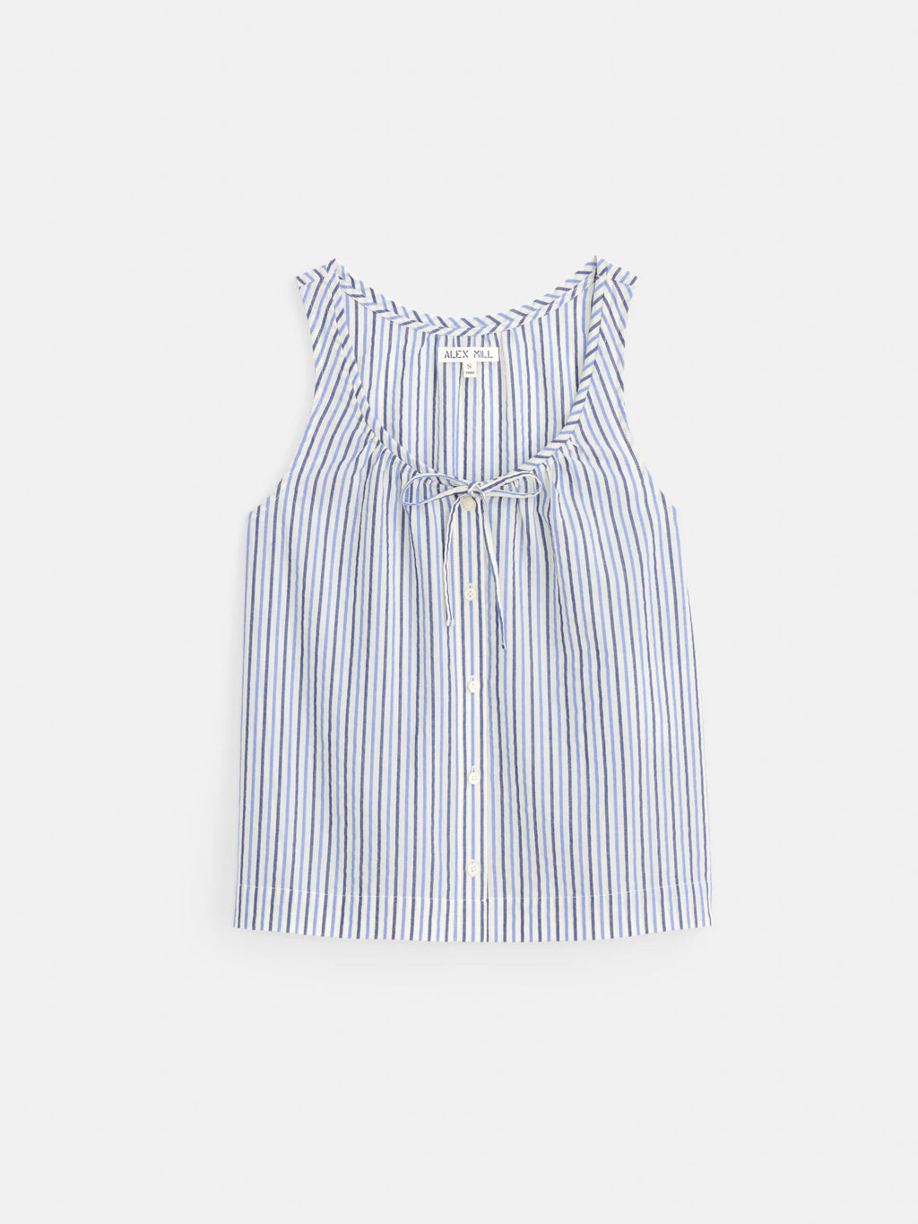 Alex Mill Sidney Stripe Top In Seersucker - Blue Multi Stripe