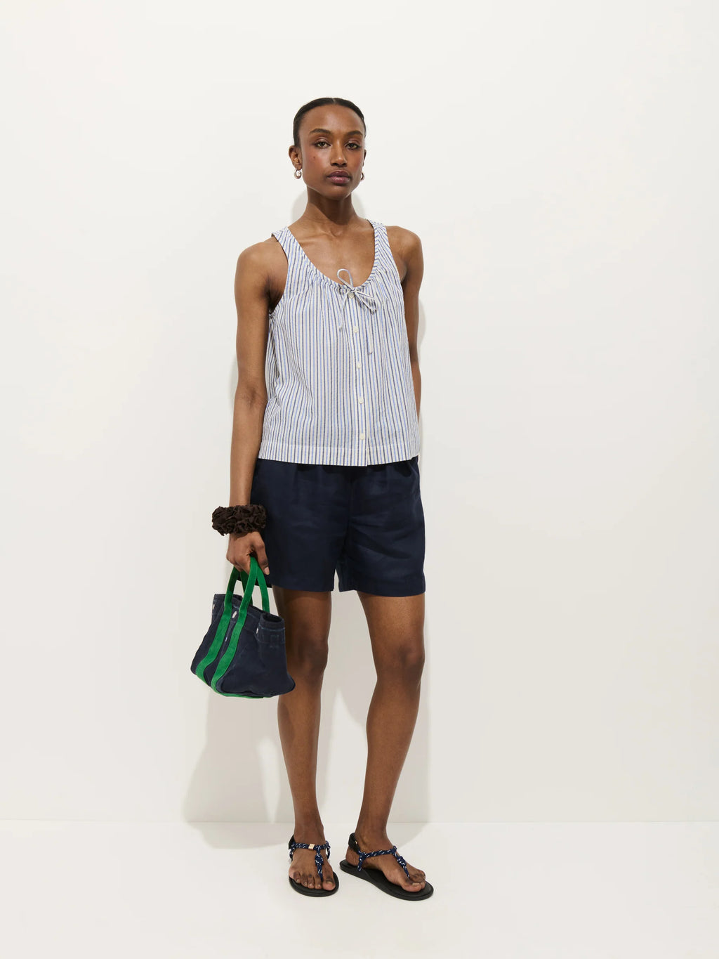 Alex Mill Sidney Stripe Top In Seersucker - Blue Multi Stripe