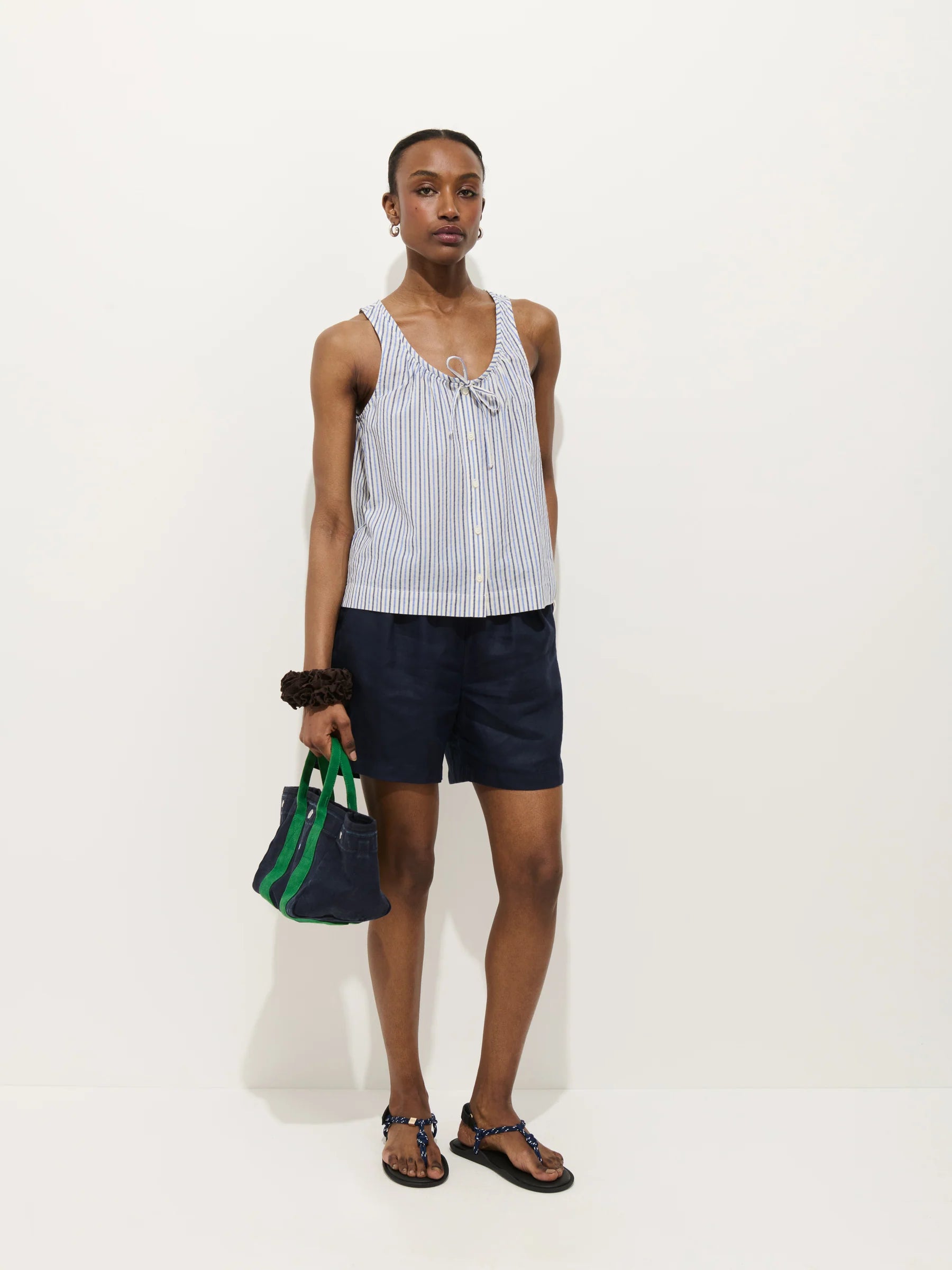 Alex Mill Sidney Stripe Top In Seersucker - Blue Multi Stripe