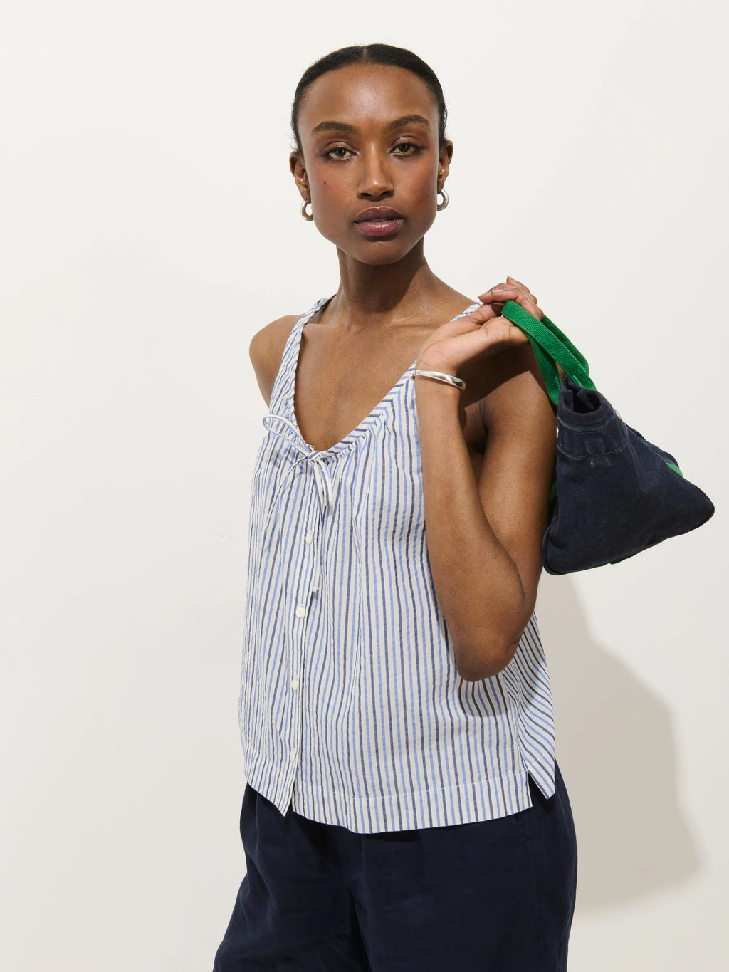 Alex Mill Sidney Stripe Top In Seersucker - Blue Multi Stripe