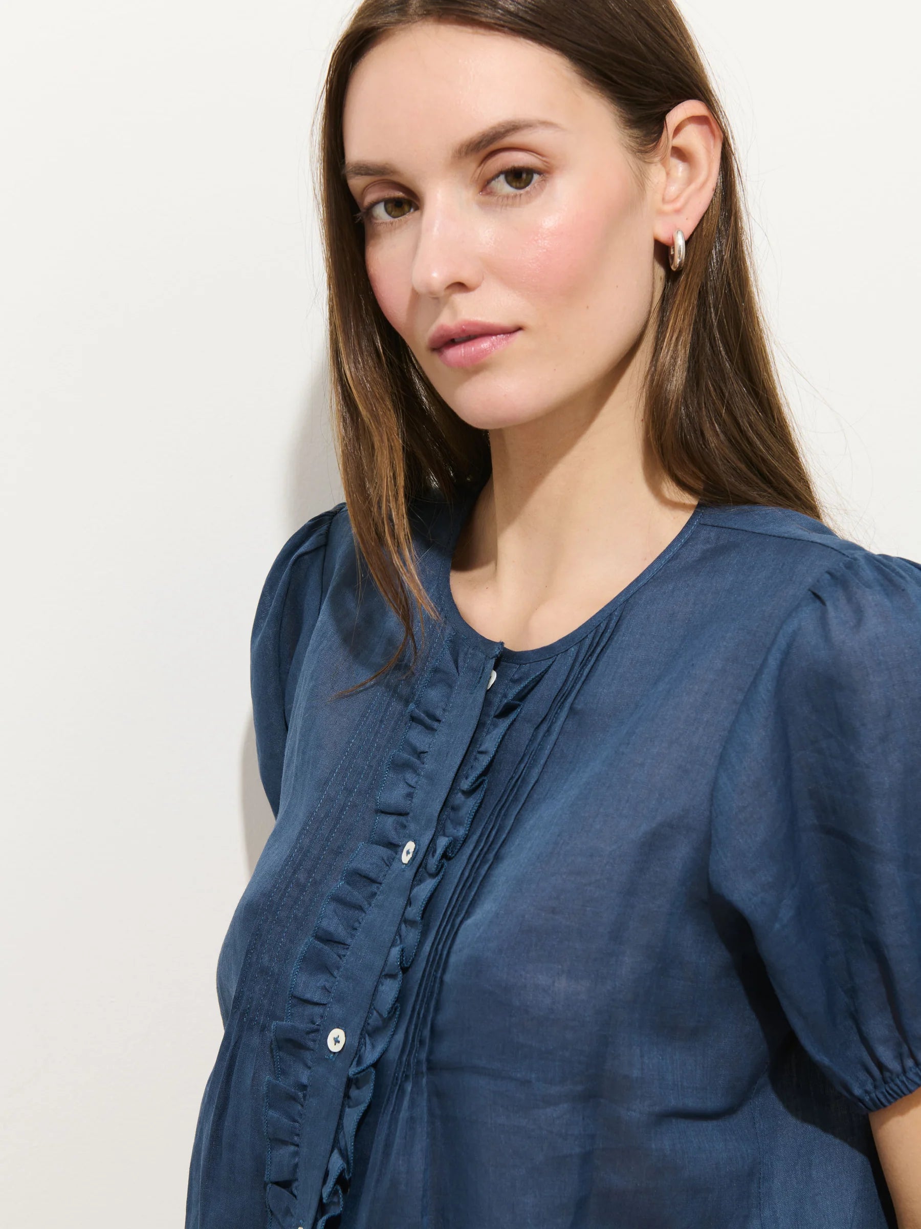 Alex Mill Brittany Top In Ramie - Navy