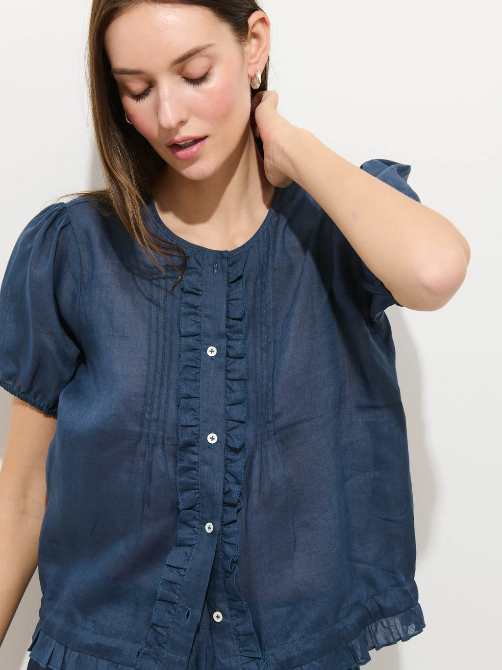 Alex Mill Brittany Top In Ramie - Navy