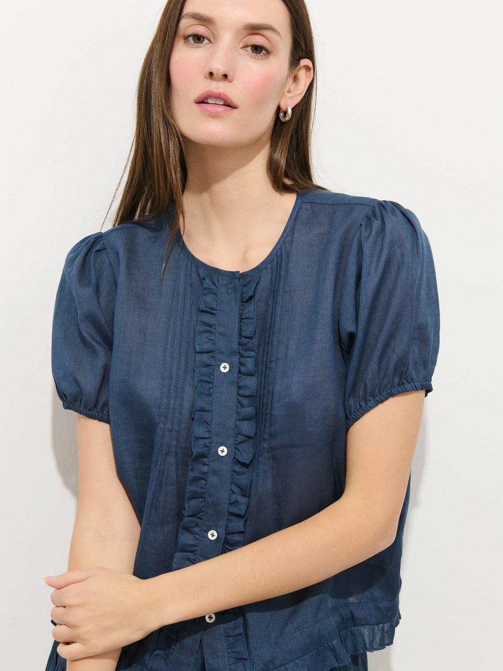 Alex Mill Brittany Top In Ramie - Navy