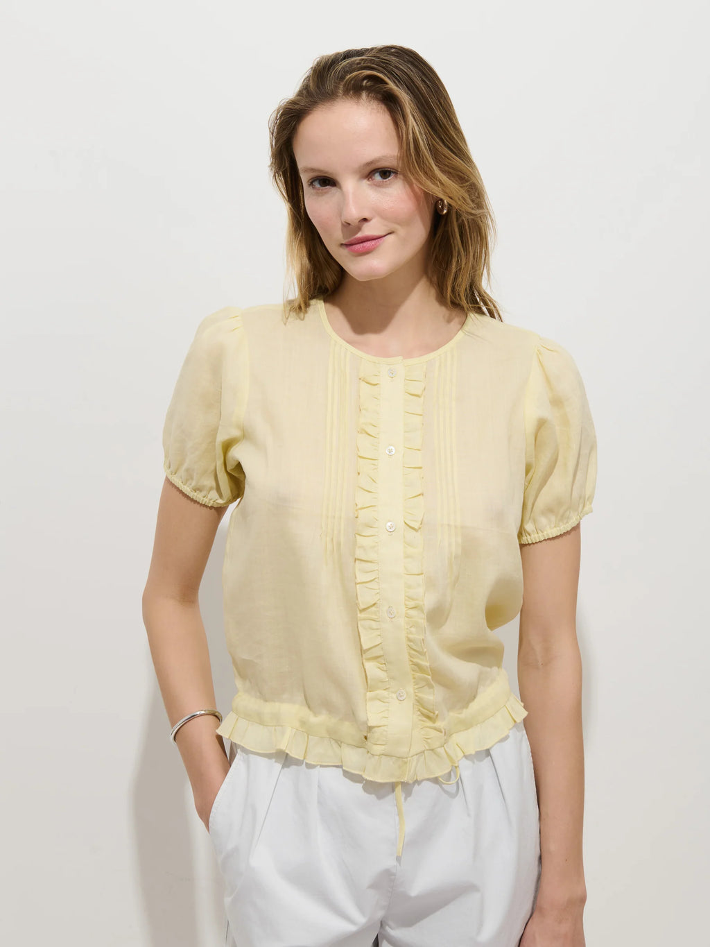 Alex Mill Brittany Top In Ramie - Pear