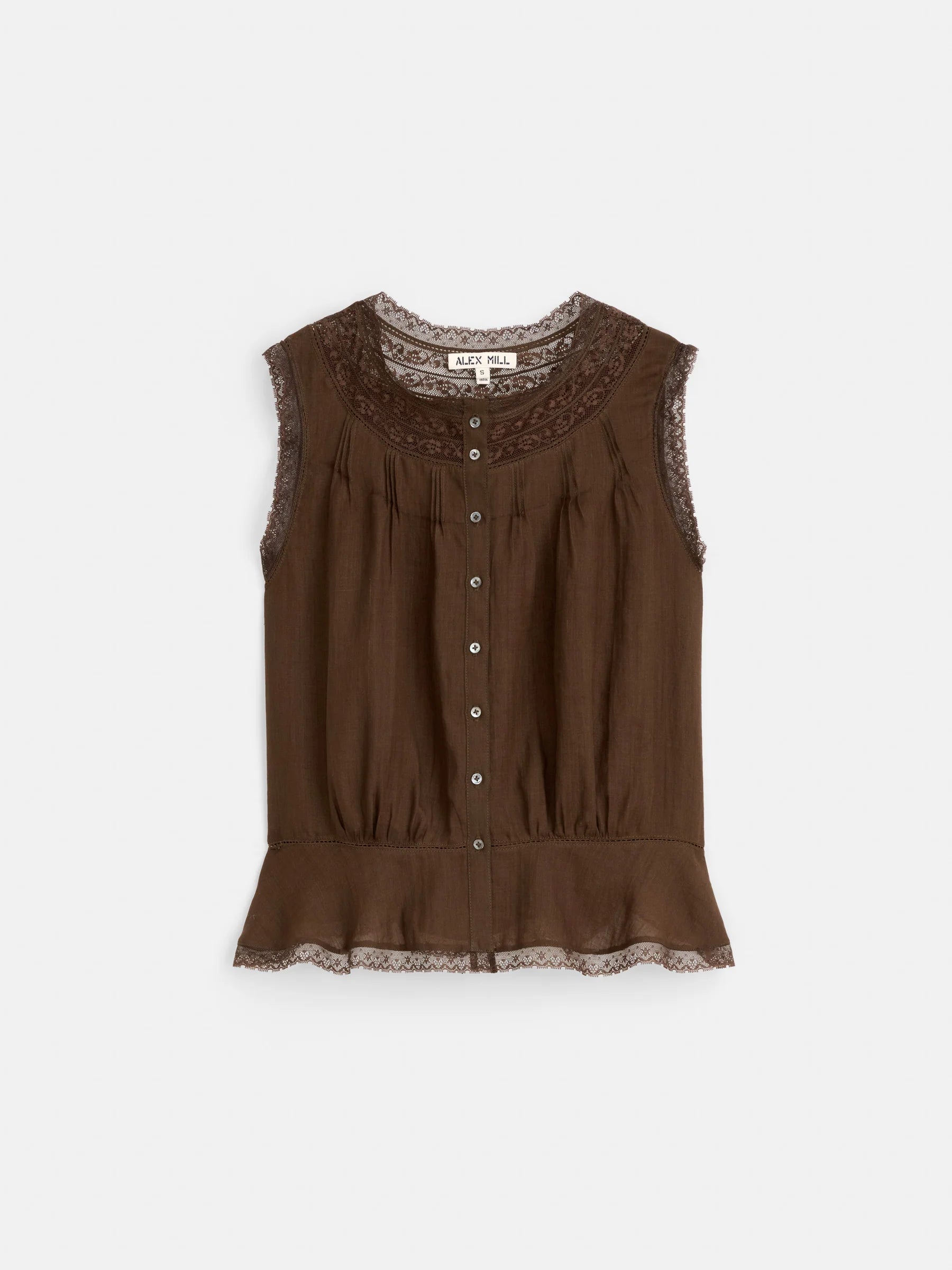 Alex Mill Collette Top In Ramie - Espresso