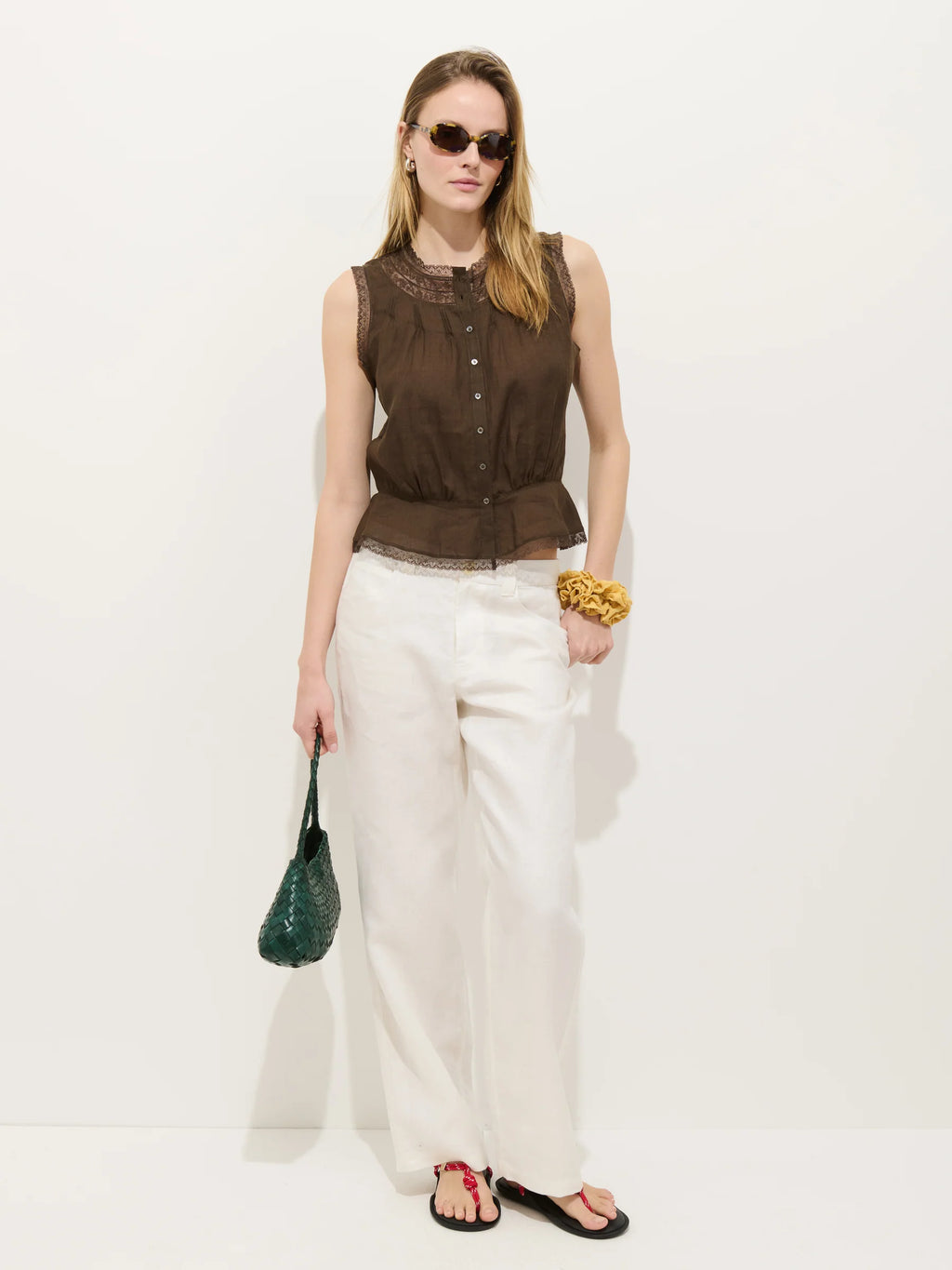 Alex Mill Collette Top In Ramie - Espresso