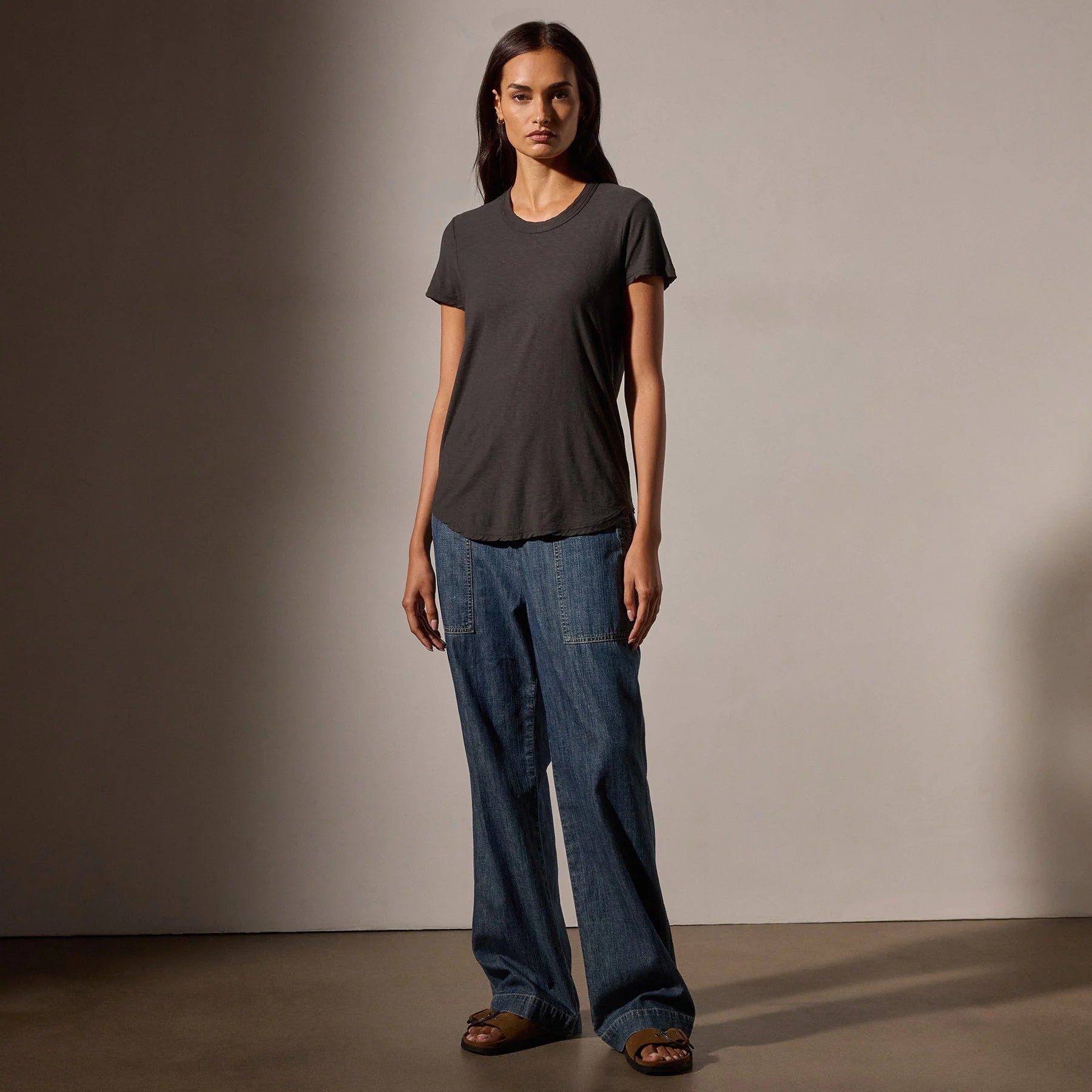 James Perse Sheer Slub CrewNeck Tee- Carbon