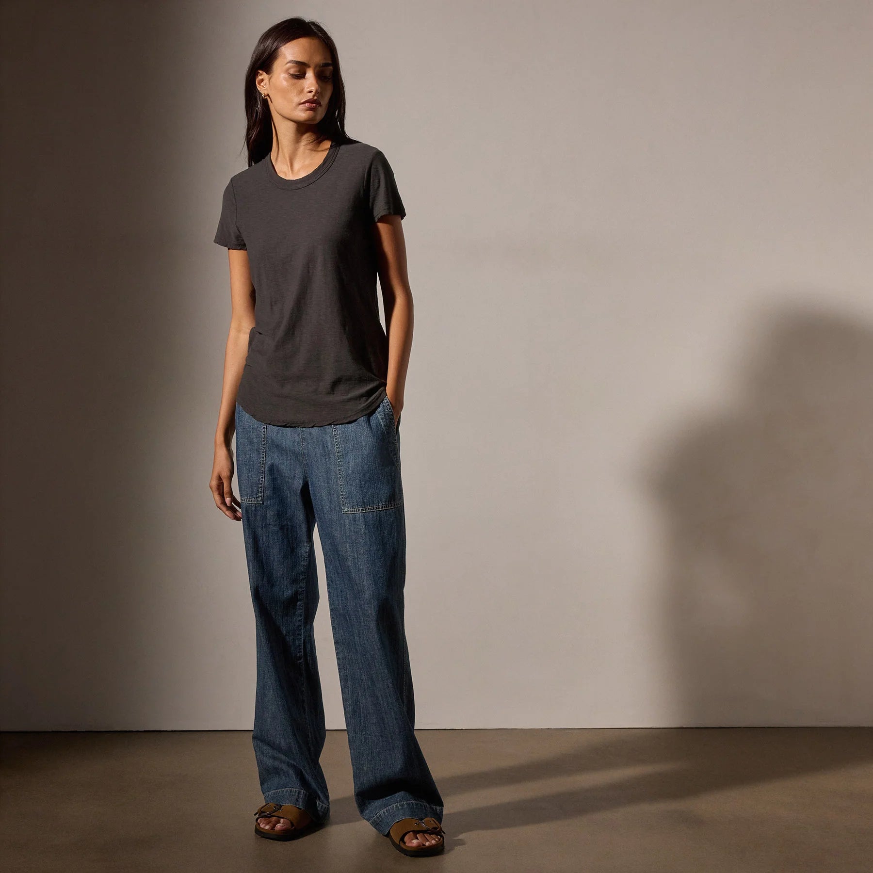 James Perse Sheer Slub CrewNeck Tee- Carbon