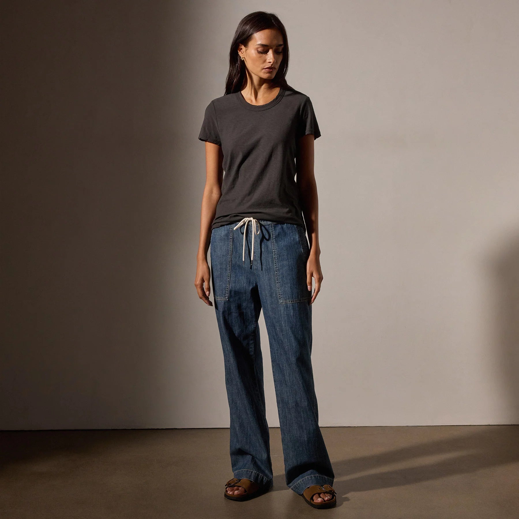 James Perse Sheer Slub CrewNeck Tee- Carbon