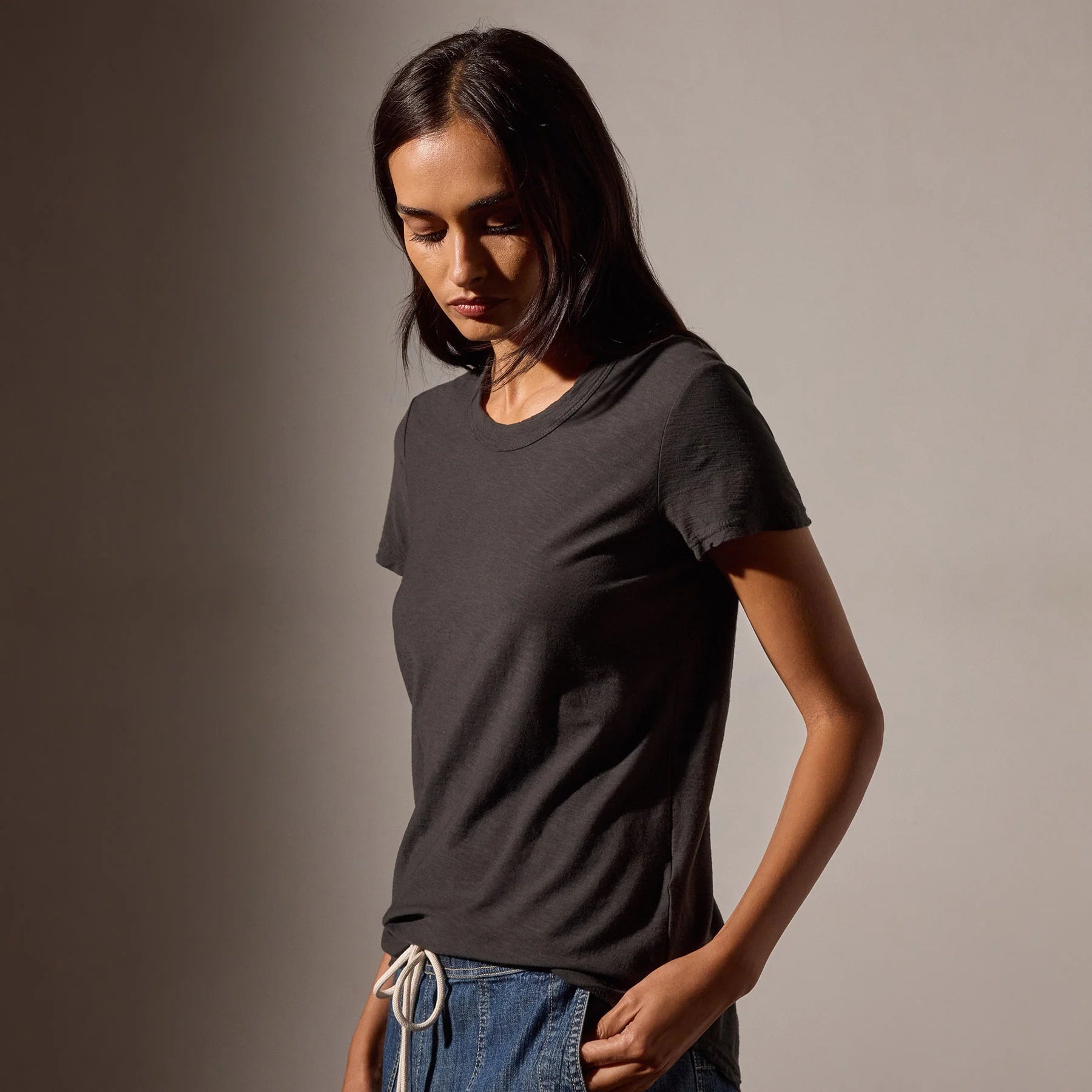 James Perse Sheer Slub CrewNeck Tee- Carbon