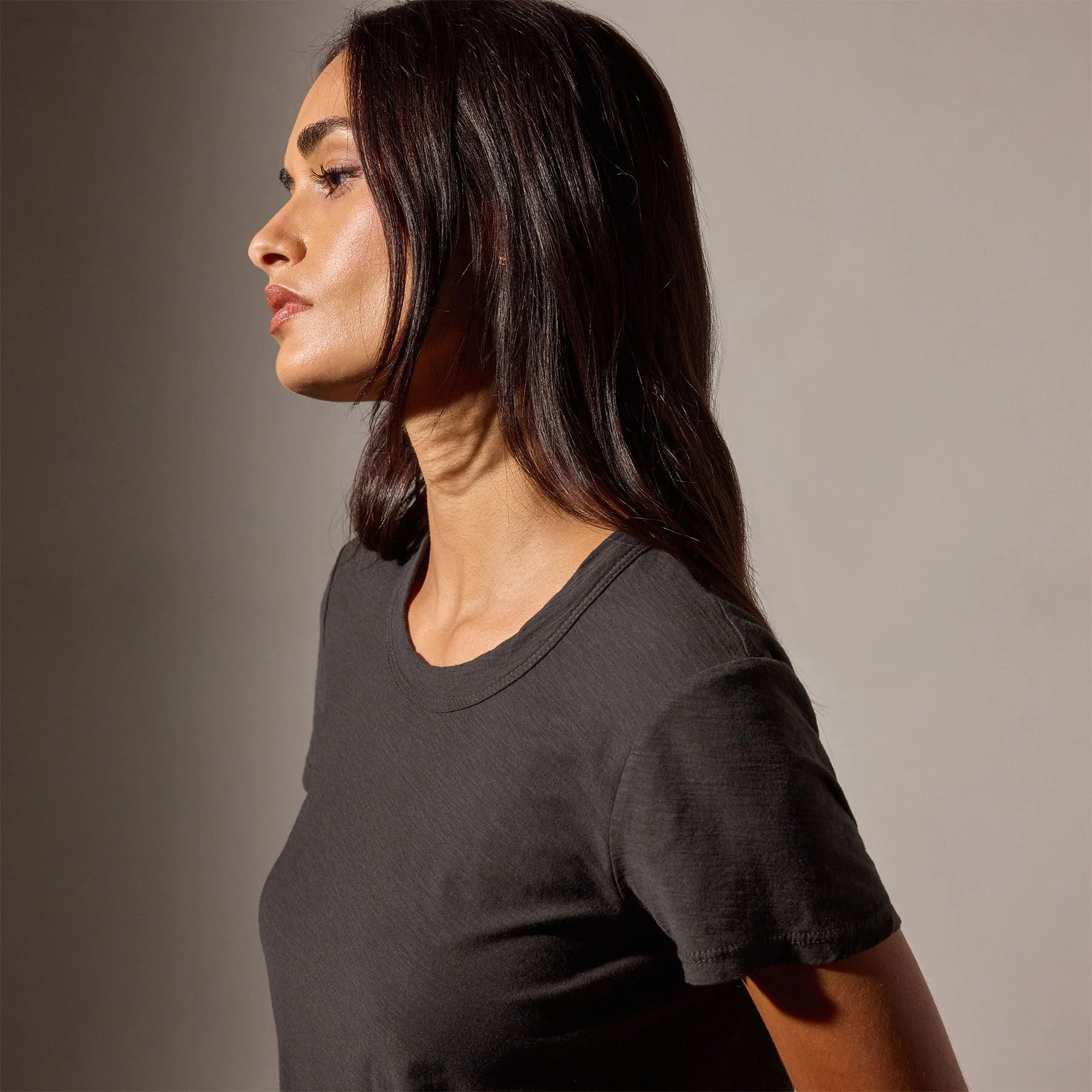 James Perse Sheer Slub CrewNeck Tee- Carbon