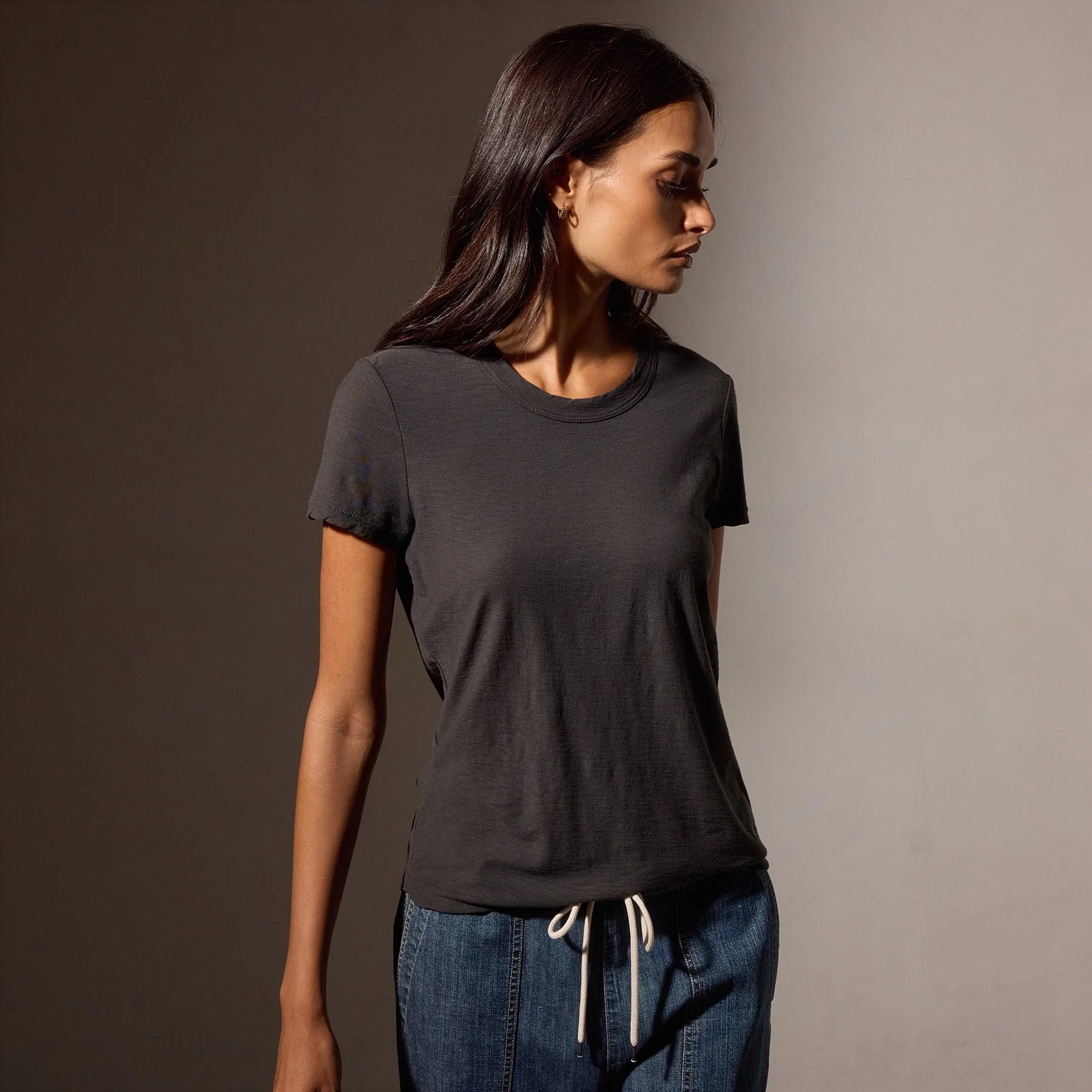 James Perse Sheer Slub CrewNeck Tee- Carbon