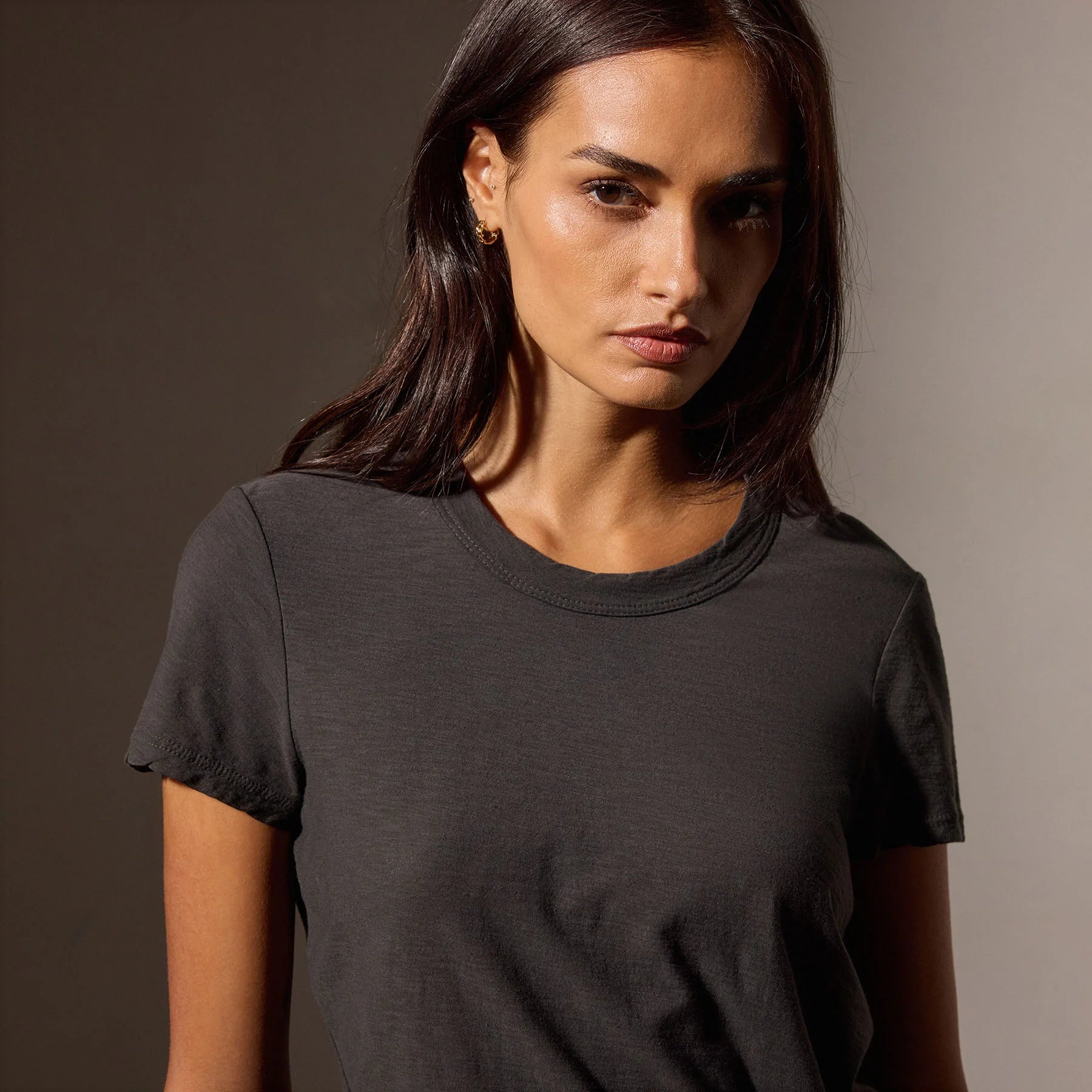 James Perse Sheer Slub CrewNeck Tee- Carbon