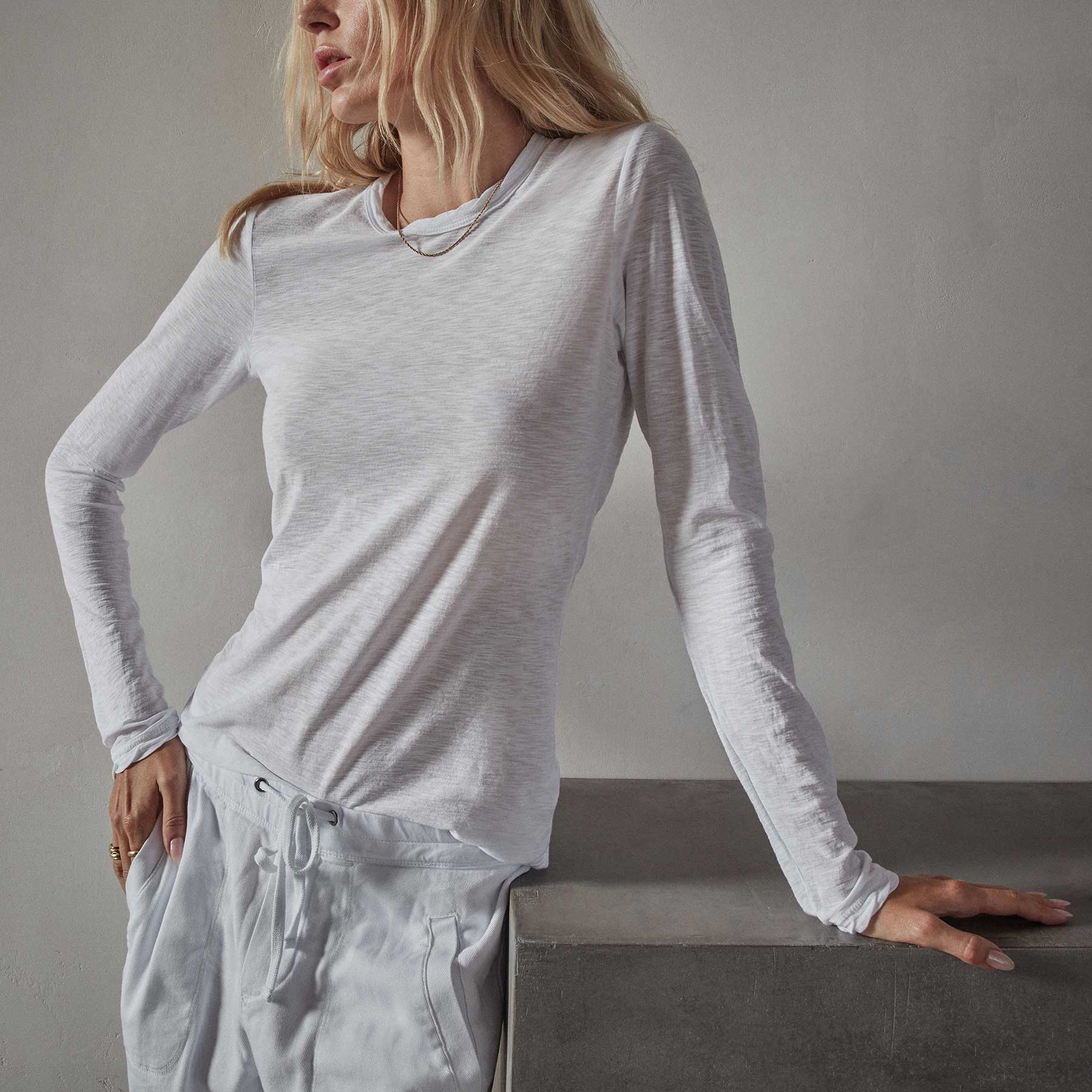 James Perse Long Sleeved Crew - White