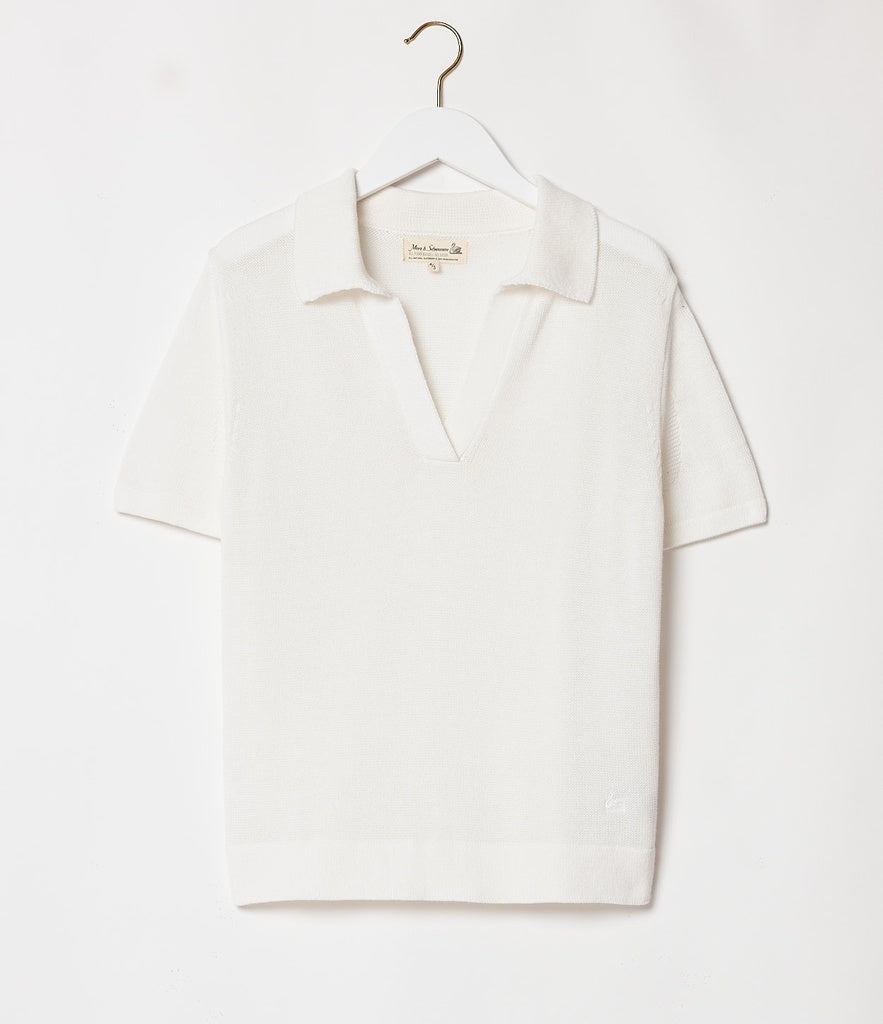 Merz b. Schwanen Knitted V Sweater - White