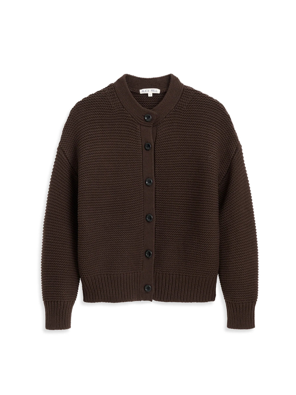 Alex Mill Nico Cardigan In Cotton- Dark Chocolate