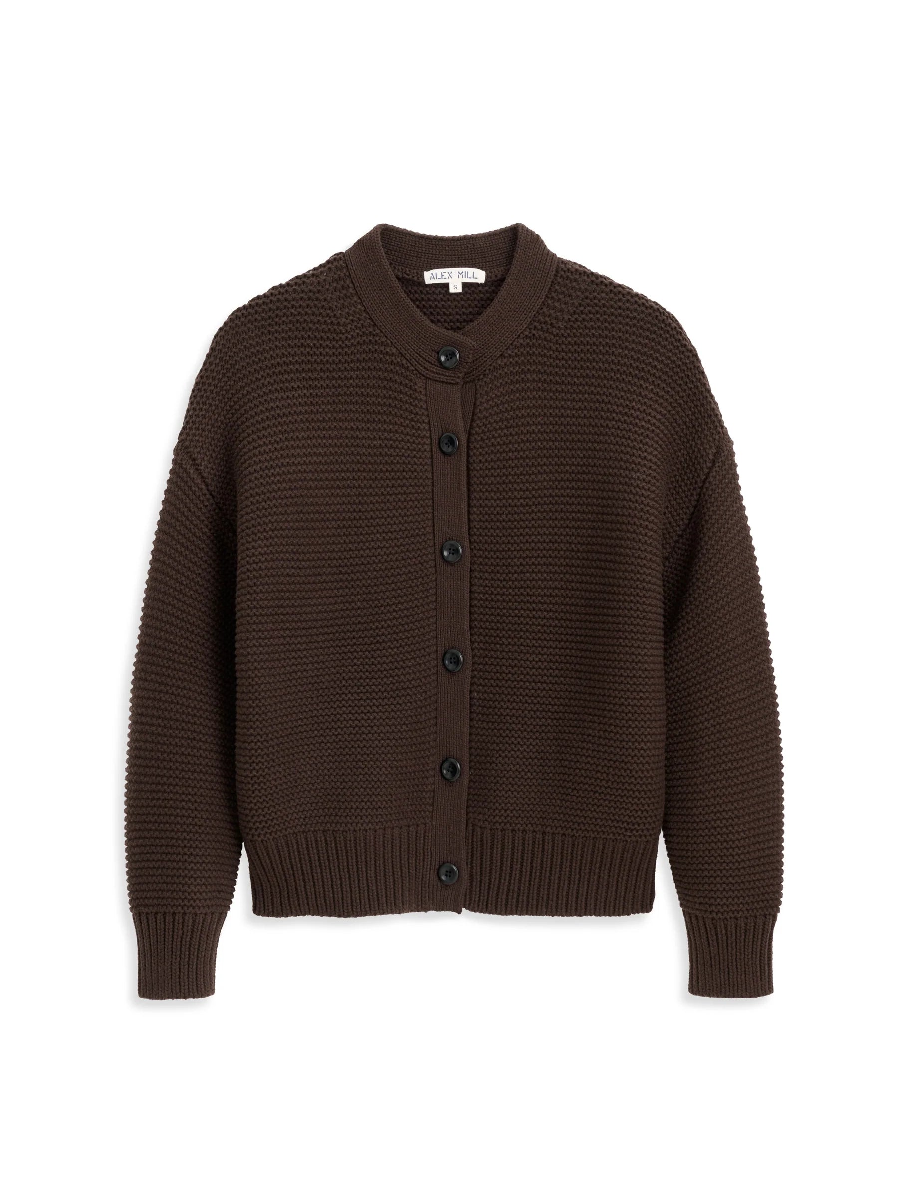 Alex Mill Nico Cardigan In Cotton- Dark Chocolate
