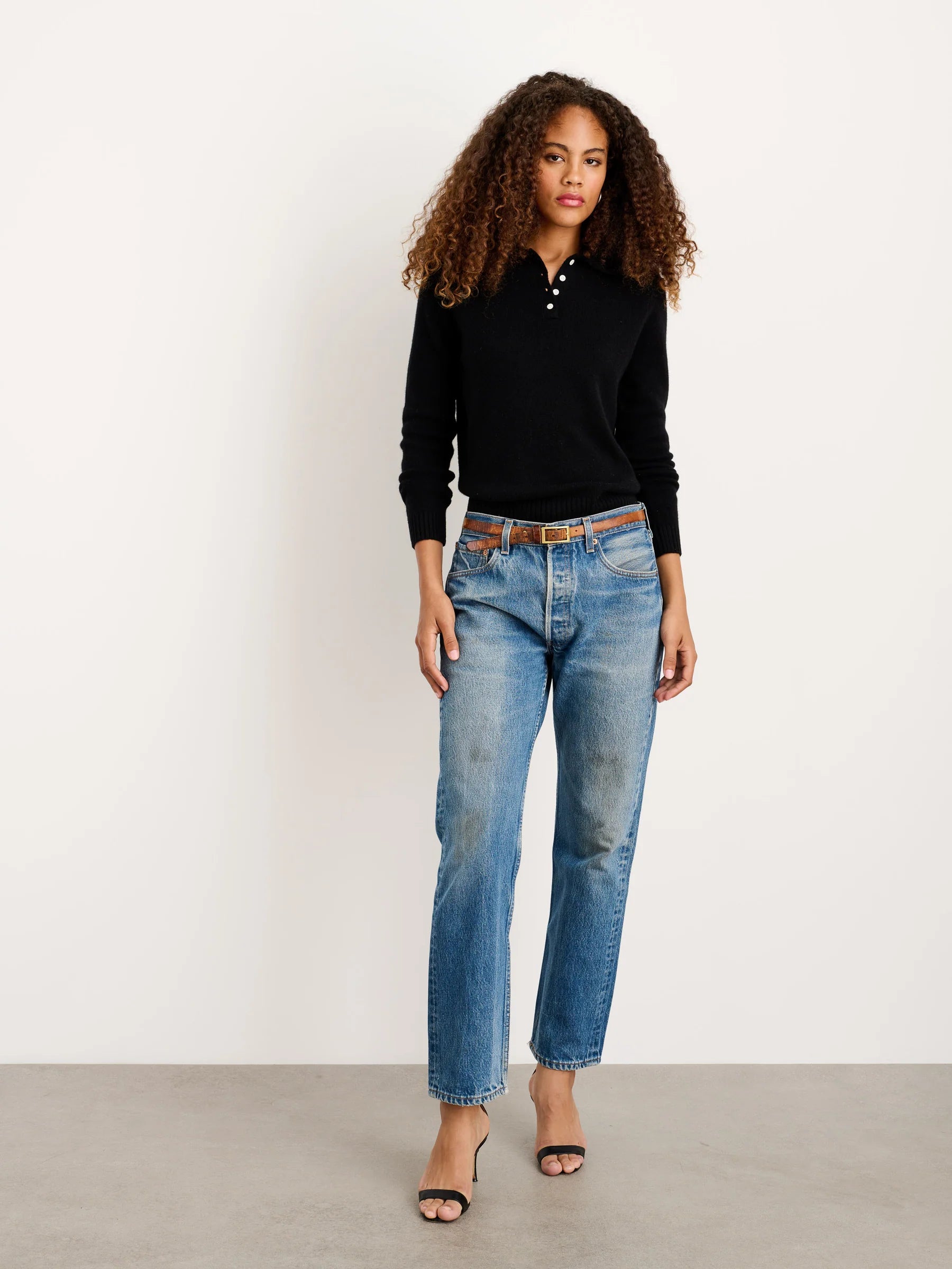 Alex Mill Alice Polo In Cashmere - Black