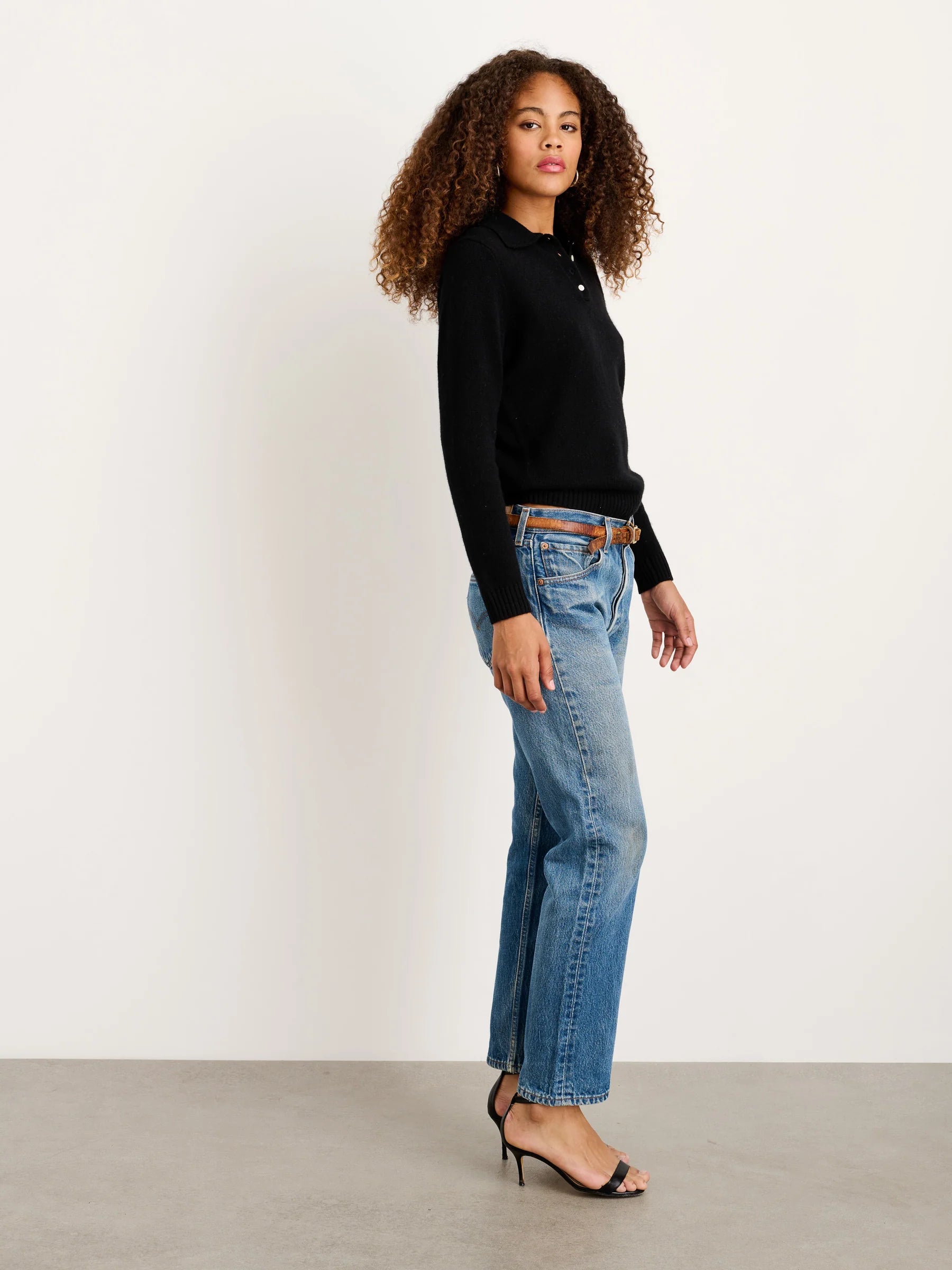 Alex Mill Alice Polo In Cashmere - Black