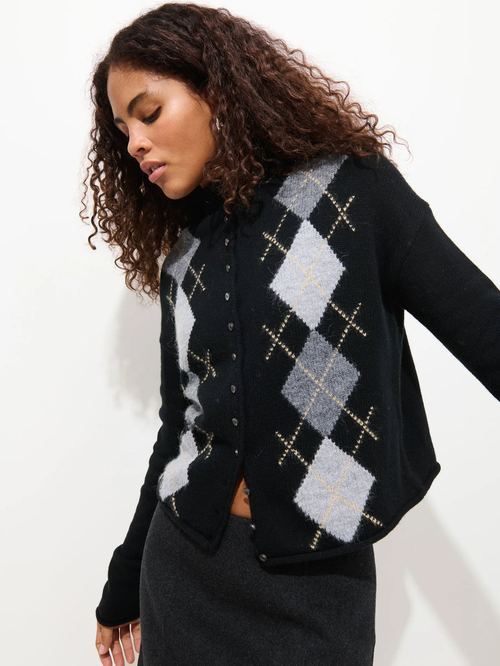 Alex Mill Taylor Argyle Cardigan - Black