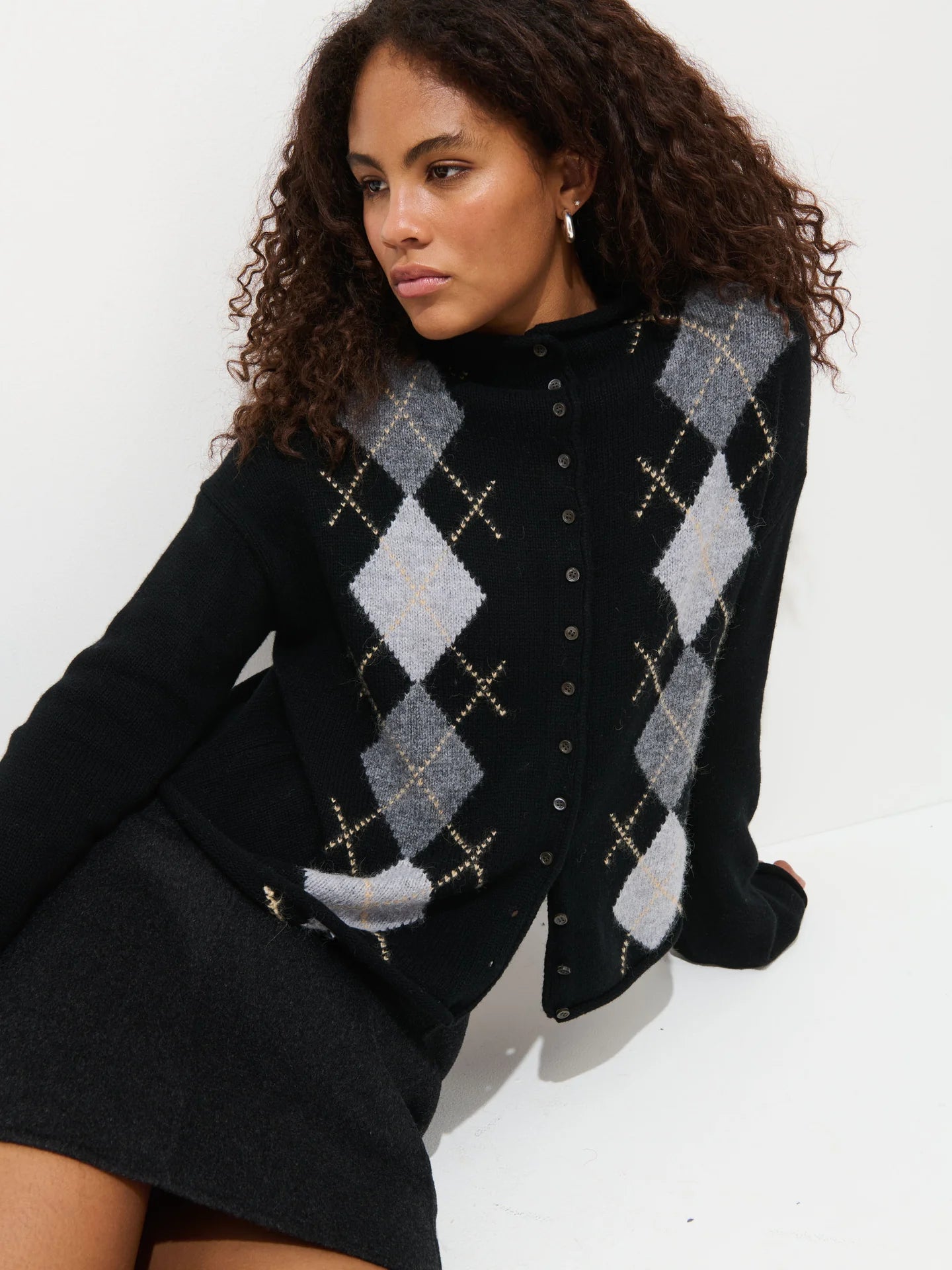 Alex Mill Taylor Argyle Cardigan - Black