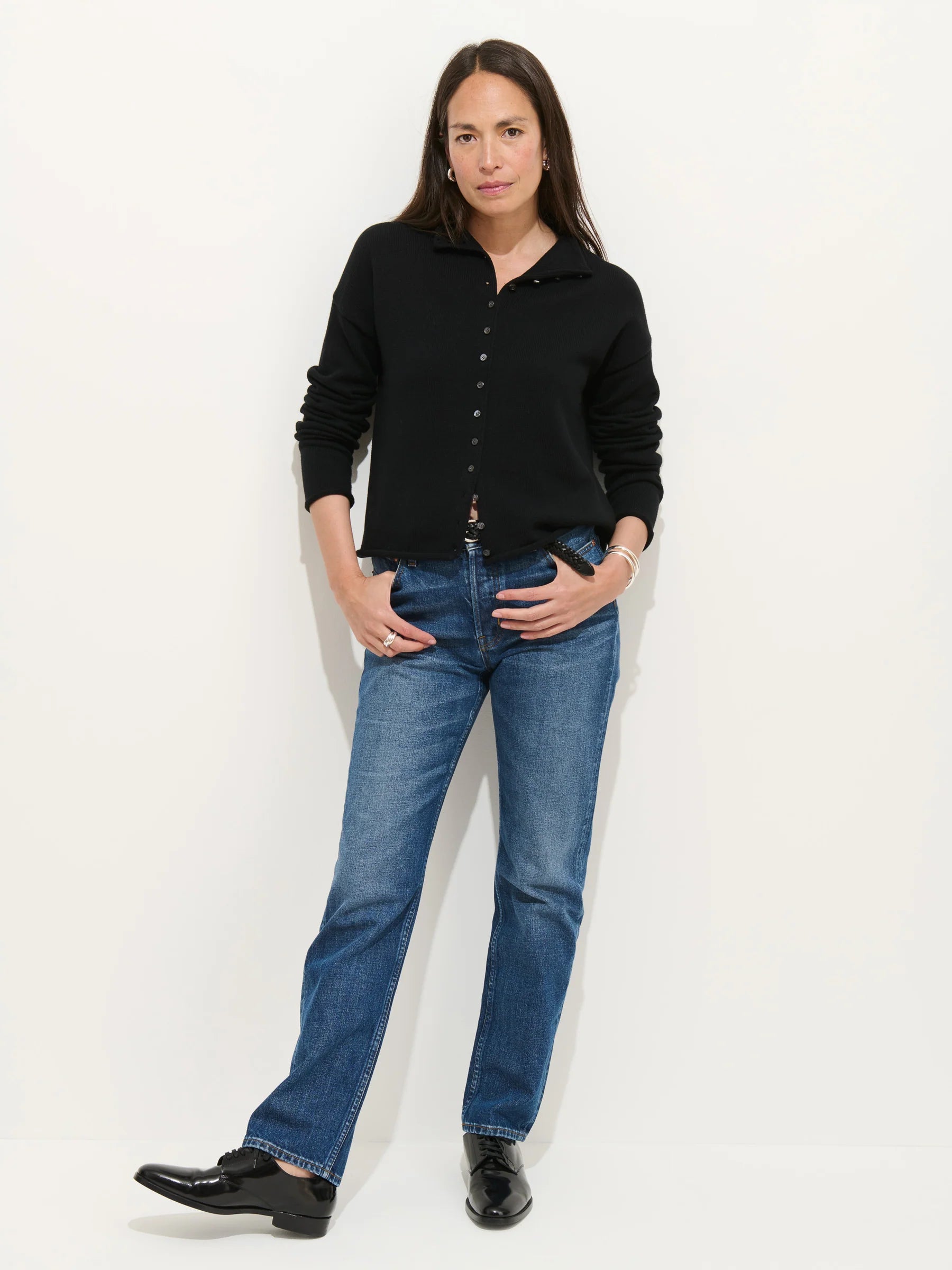 Alex Mill Taylor Cardigan In Cotton Cashmere- Black