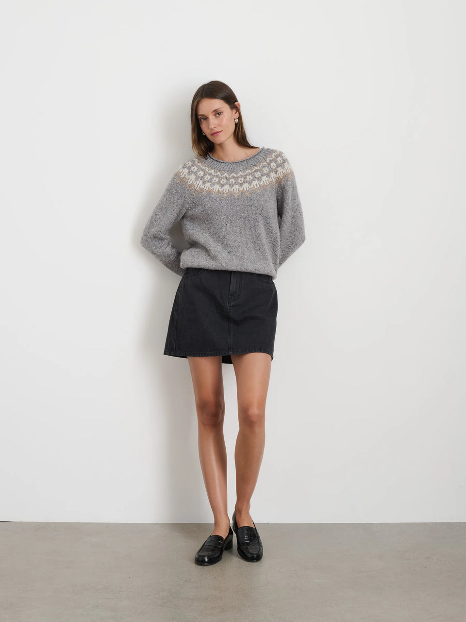 Alex Mill Jaime Fairisle Sweater - Heather Grey