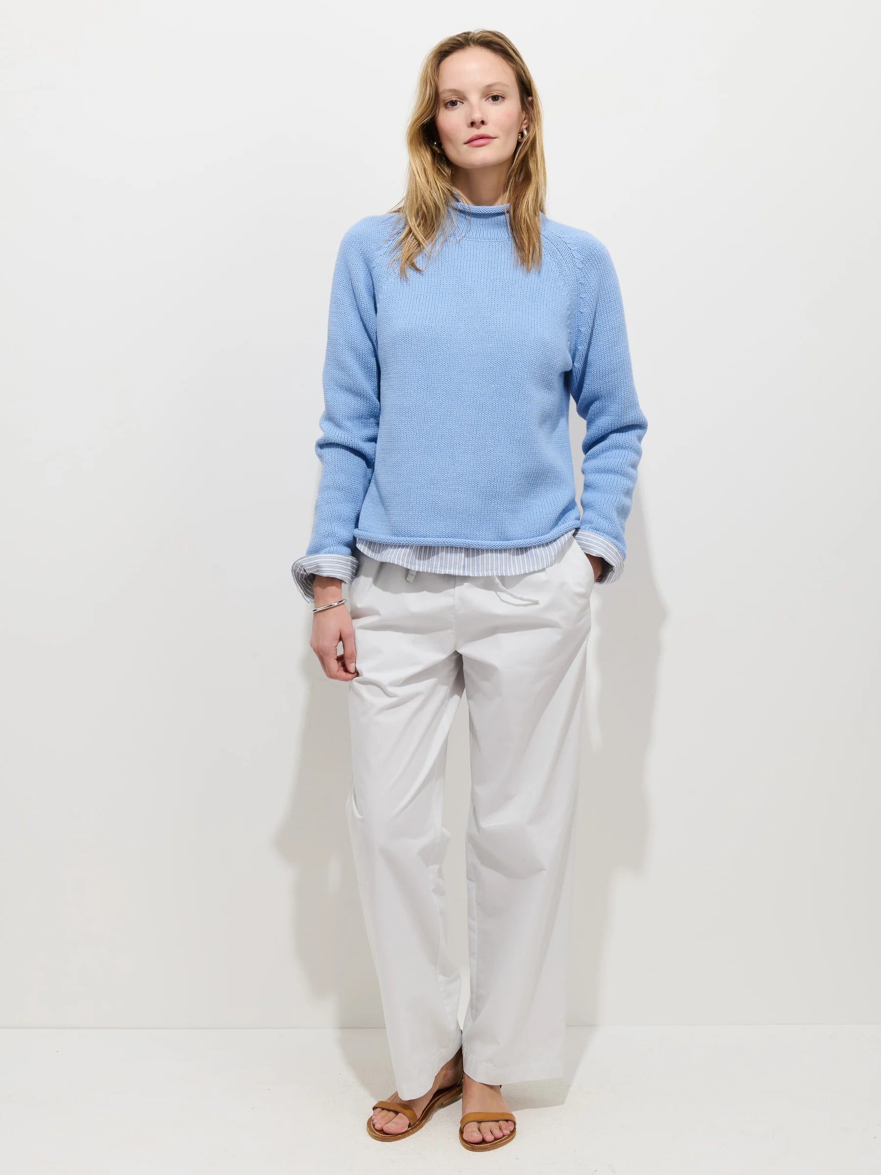 Alex Mill Eastport Rollneck in Cotton - Bel Air Blue