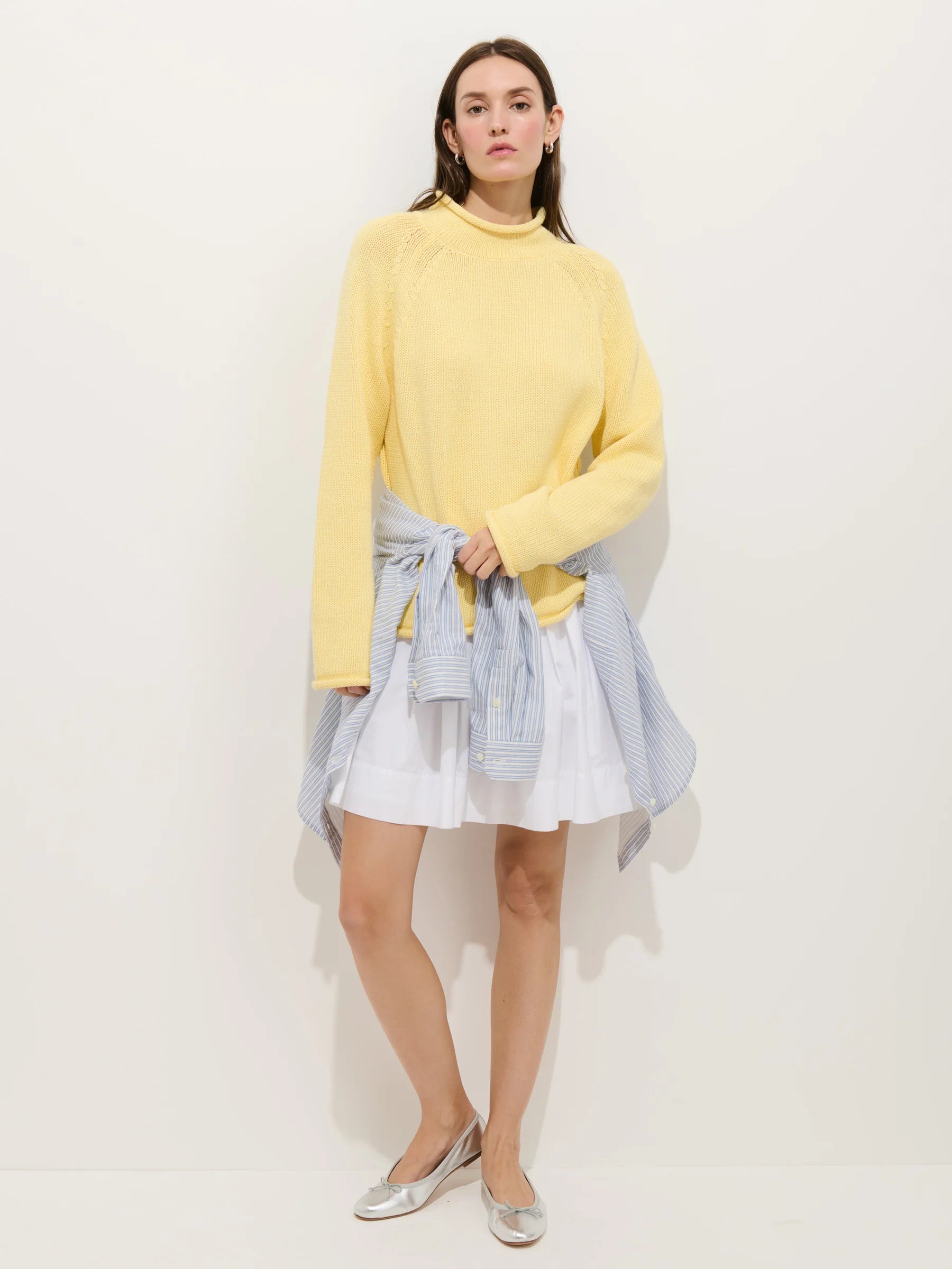 Alex Mill Eastport Rollneck in Cotton - Double Cream