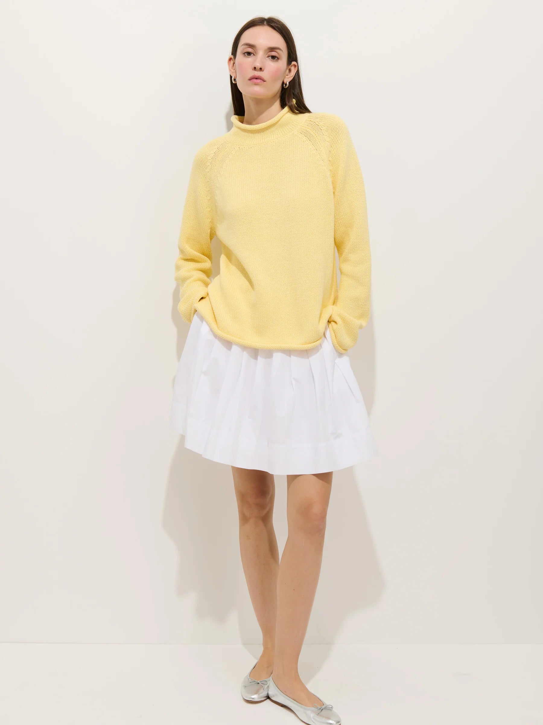 Alex Mill Eastport Rollneck in Cotton - Double Cream