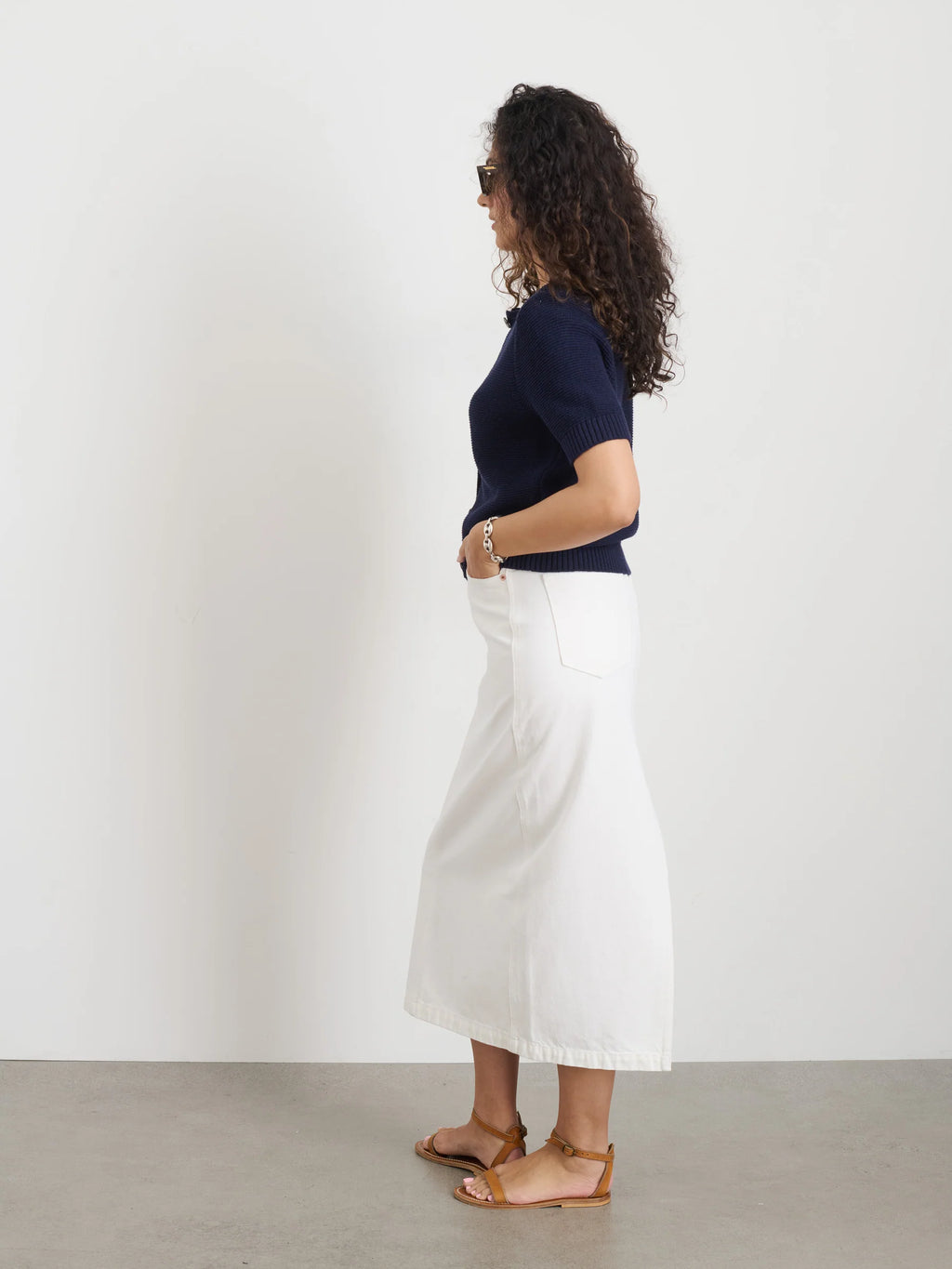 Alex Mill Elle Cardigan In Linen Cotton - Navy Night