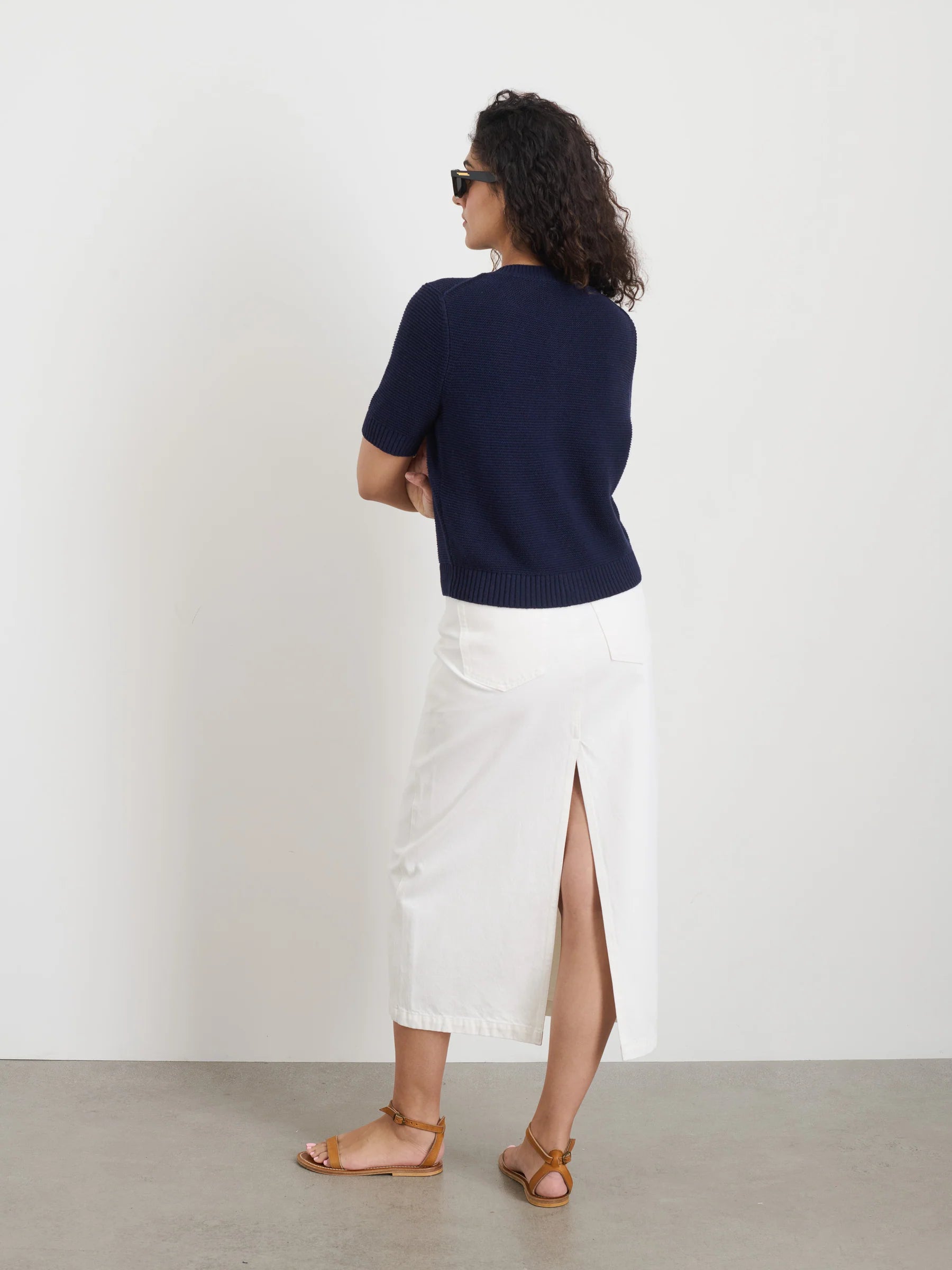 Alex Mill Elle Cardigan In Linen Cotton - Navy Night