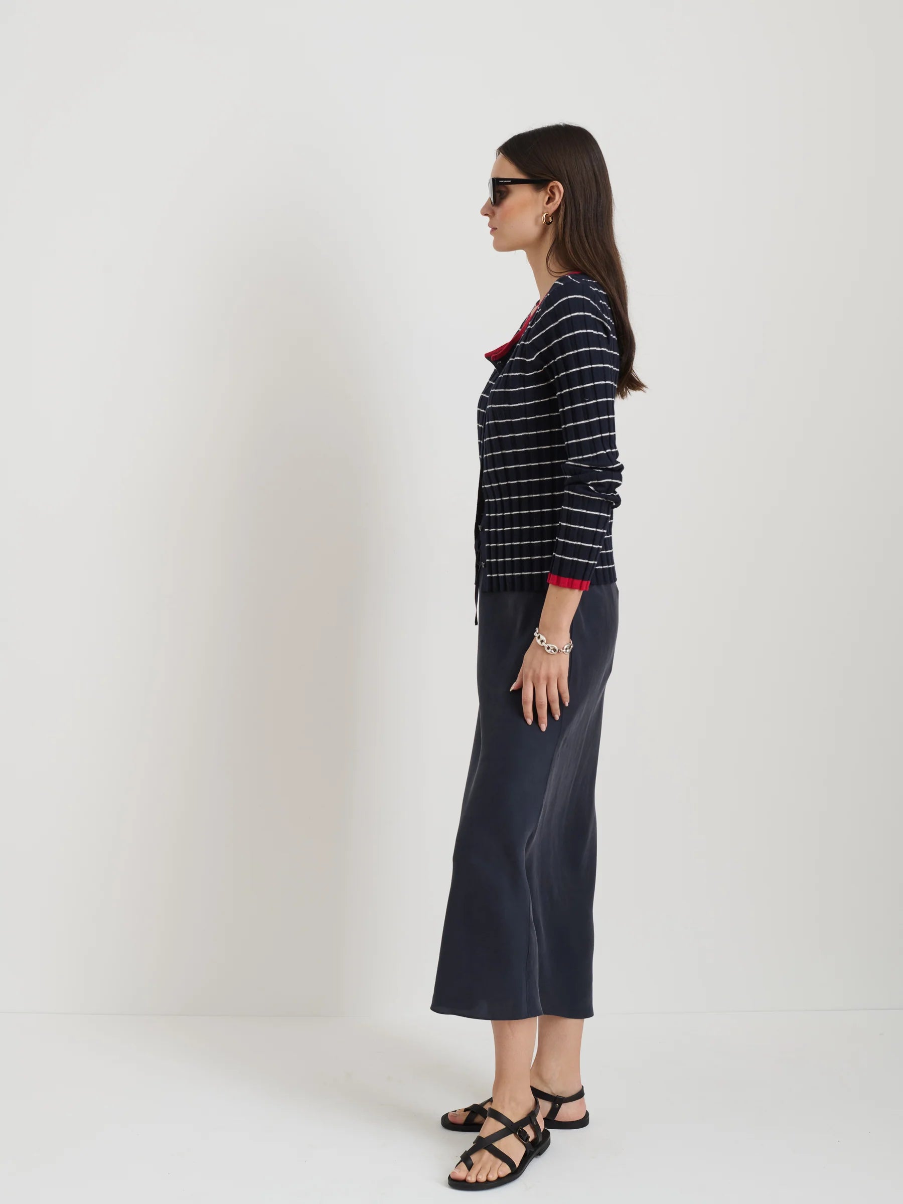 Alex Mill Lilly Slip Skirt In Washed Silk - Navy