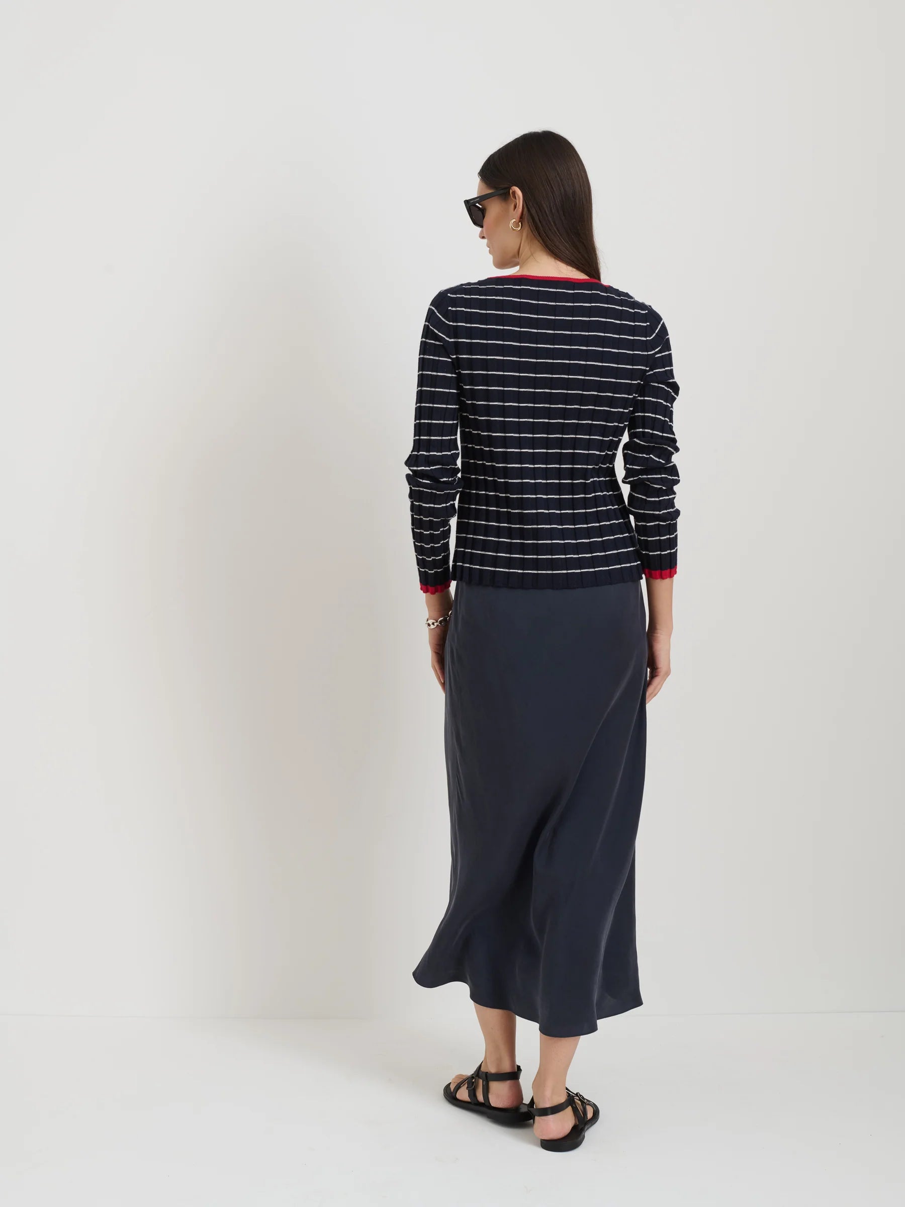 Alex Mill Lilly Slip Skirt In Washed Silk - Navy
