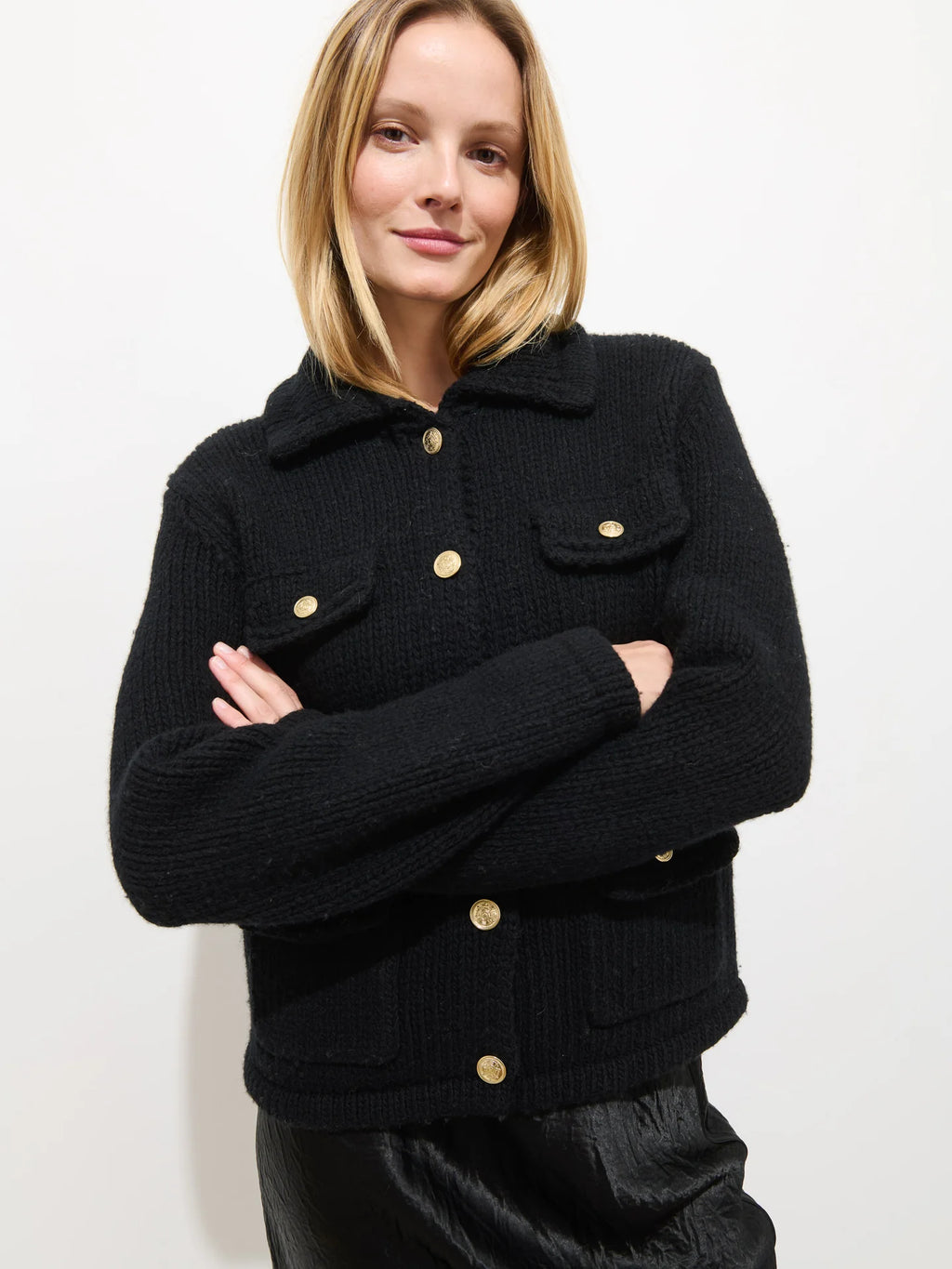 Alex Mill Edinburgh Sweater Jacket In  Merino Wool - Black