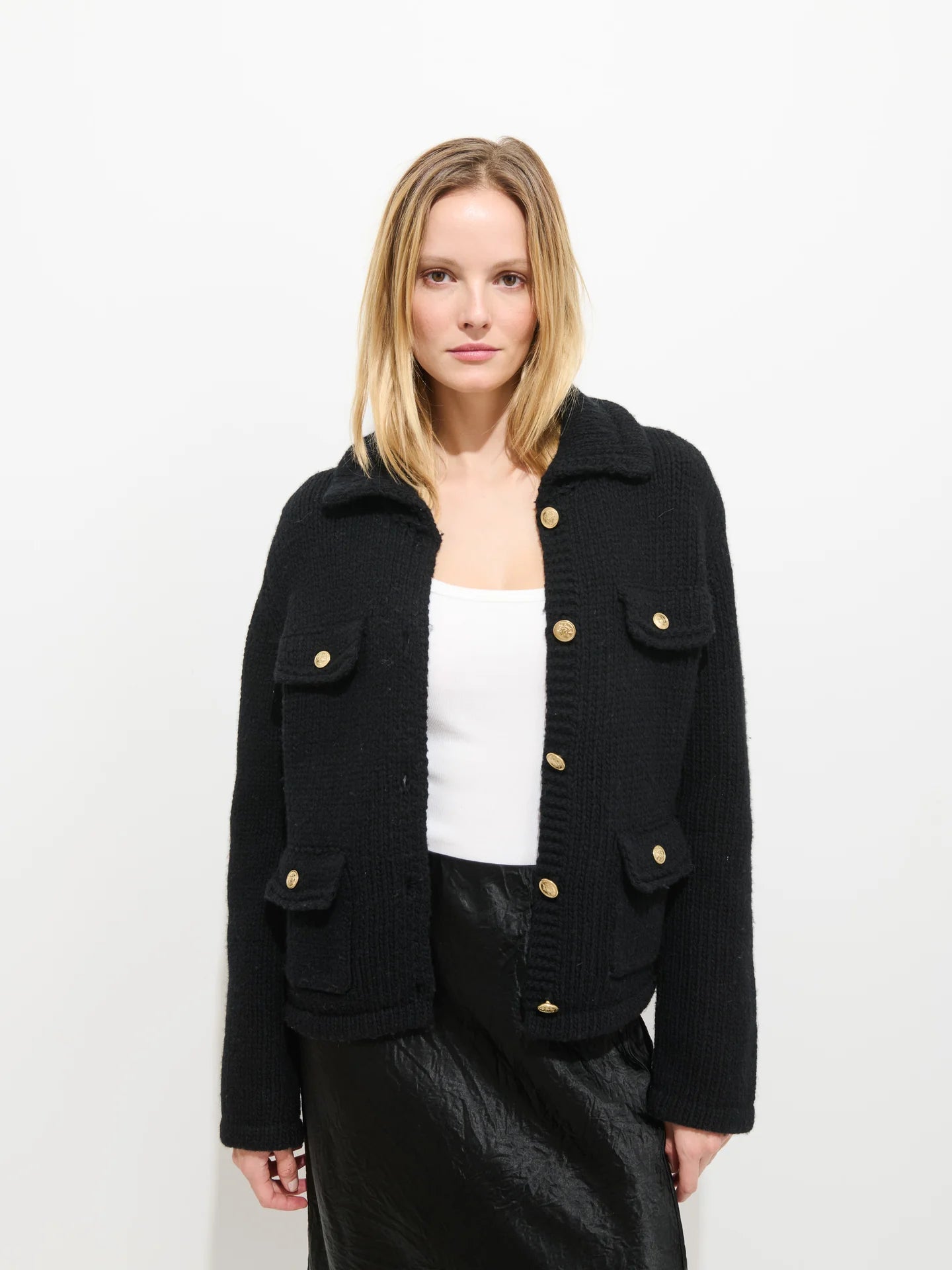 Alex Mill Edinburgh Sweater Jacket In  Merino Wool - Black