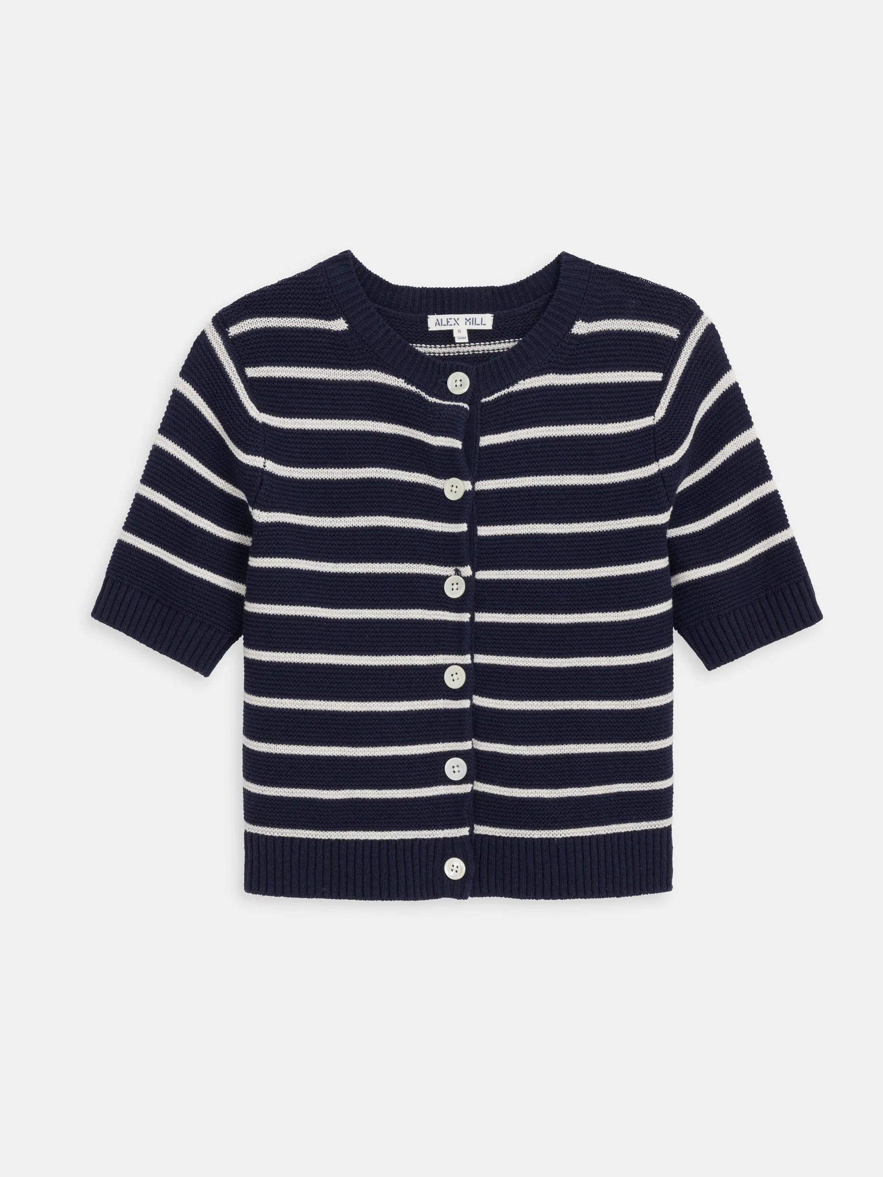 Alex Mill Elle Striped Sweater in Cotton Linen - Navy Night/Off White